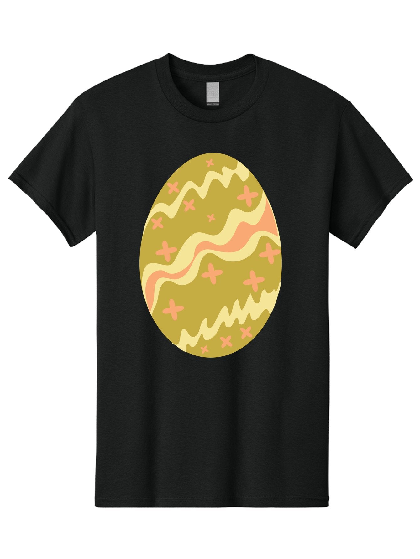 Easter-Egg-4 Men'S Graphic Tee, 100% Cotton, Comfortable Casual Summer Wear, Machine Washable, Easter Egg, Pastel Colors, Wavy Lines, Pink Crosses, Decorated Egg, Spring Theme, Festive Design, Easter Decoration, Egg Hunt Aac674 3