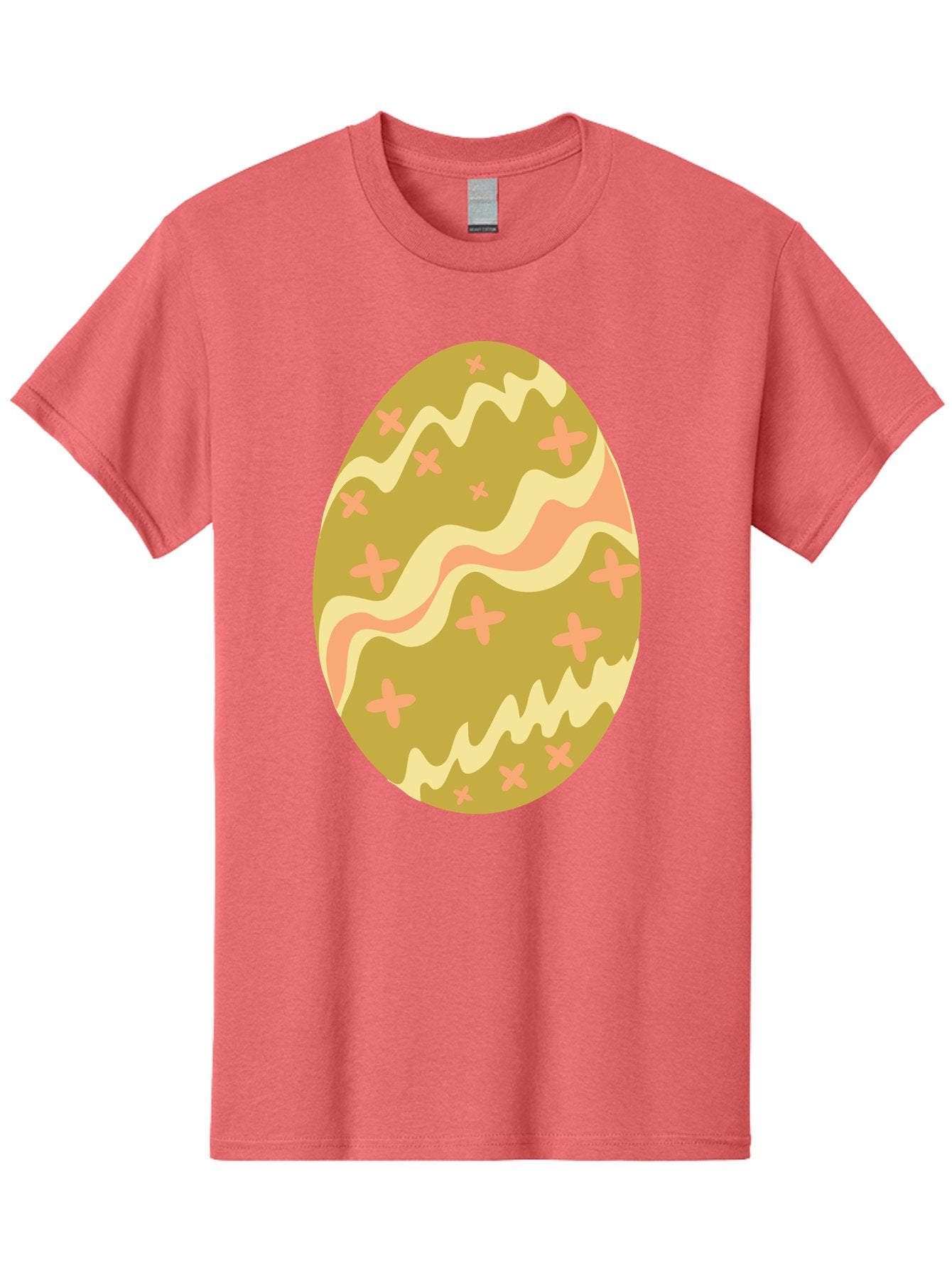 Easter-Egg-4 Men'S Graphic Tee, 100% Cotton, Comfortable Casual Summer Wear, Machine Washable, Easter Egg, Pastel Colors, Wavy Lines, Pink Crosses, Decorated Egg, Spring Theme, Festive Design, Easter Decoration, Egg Hunt Aac674 11