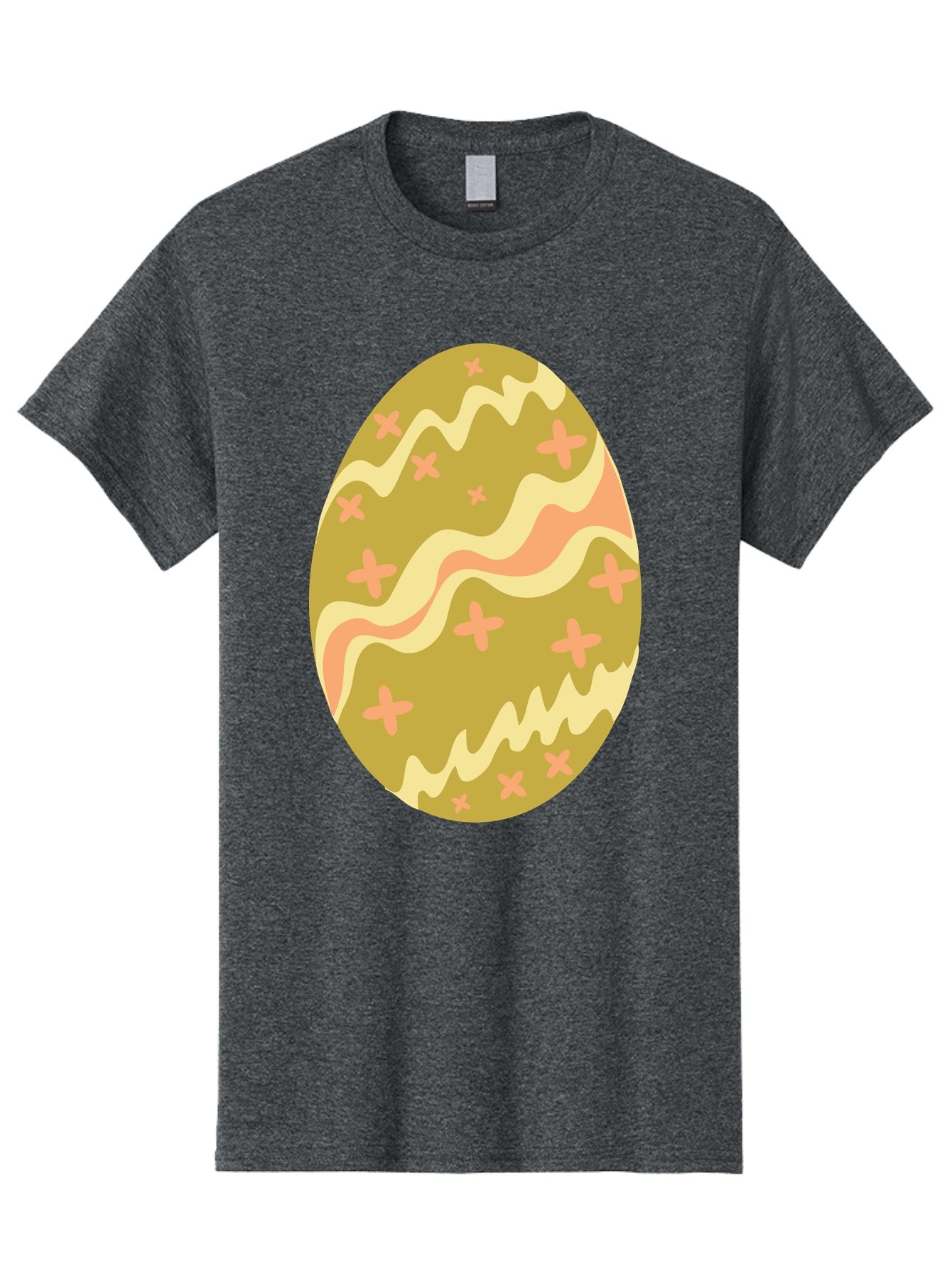 Easter-Egg-4 Men'S Graphic Tee, 100% Cotton, Comfortable Casual Summer Wear, Machine Washable, Easter Egg, Pastel Colors, Wavy Lines, Pink Crosses, Decorated Egg, Spring Theme, Festive Design, Easter Decoration, Egg Hunt Aac674 5