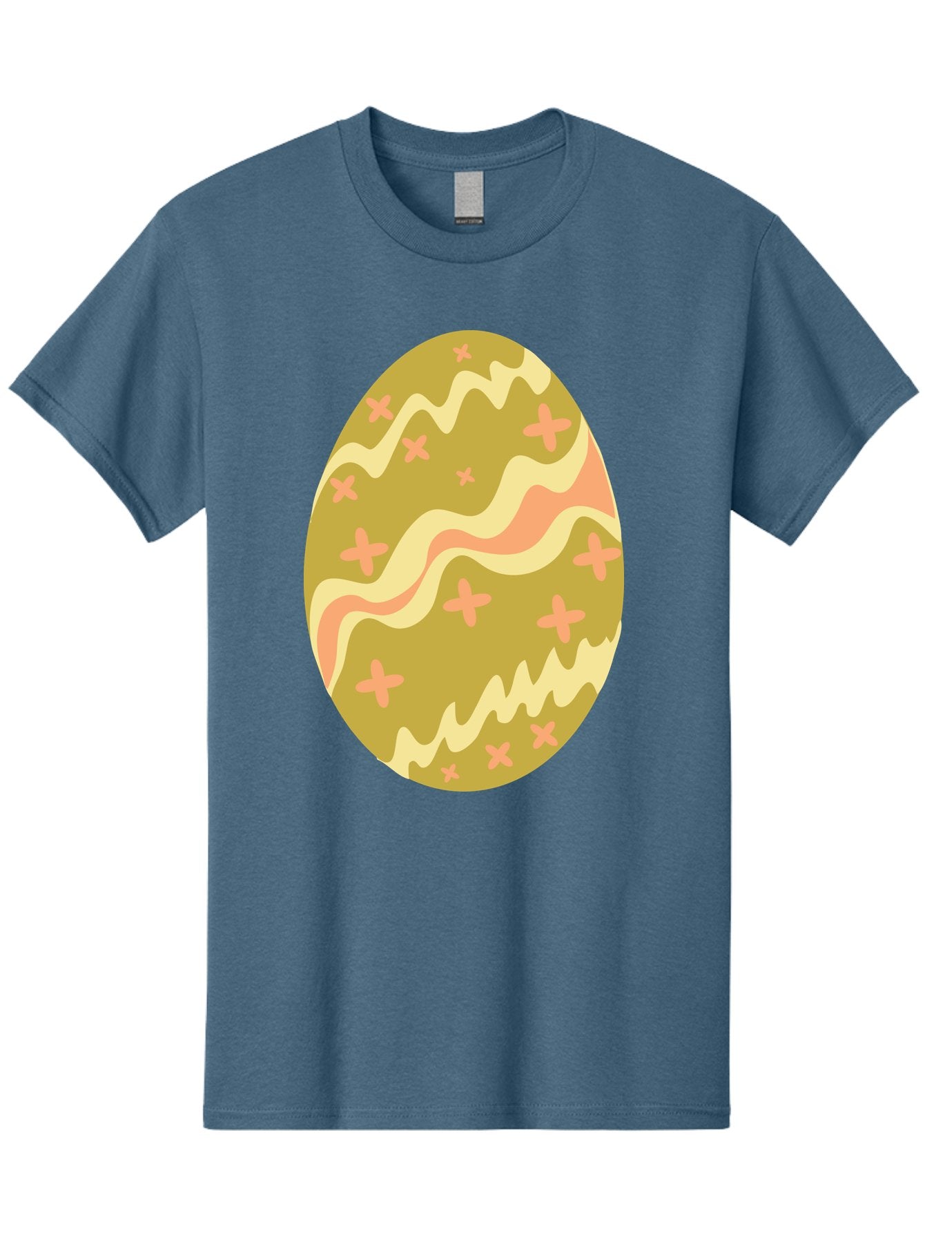 Easter-Egg-4 Men'S Graphic Tee, 100% Cotton, Comfortable Casual Summer Wear, Machine Washable, Easter Egg, Pastel Colors, Wavy Lines, Pink Crosses, Decorated Egg, Spring Theme, Festive Design, Easter Decoration, Egg Hunt Aac674