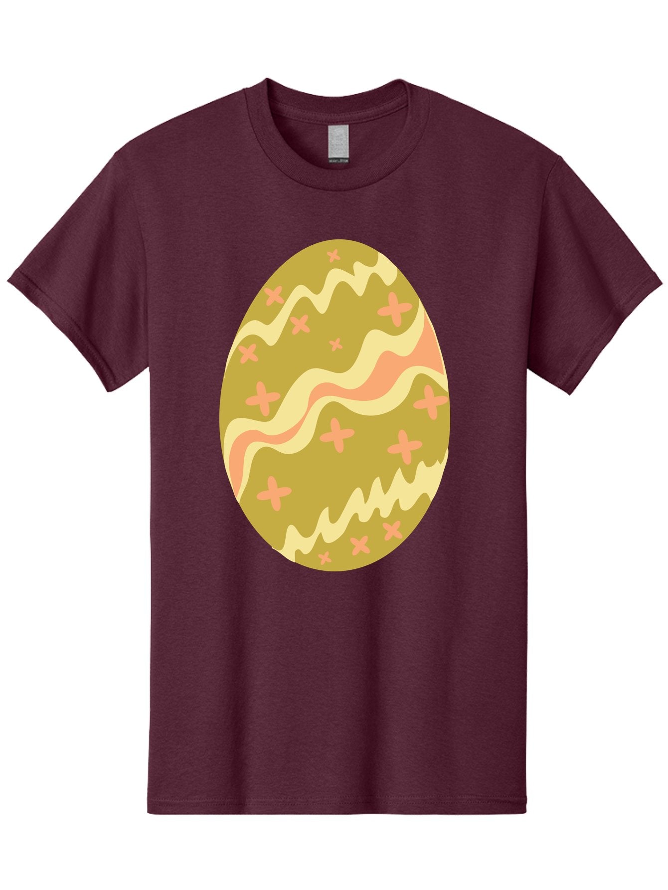 Easter-Egg-4 Men'S Graphic Tee, 100% Cotton, Comfortable Casual Summer Wear, Machine Washable, Easter Egg, Pastel Colors, Wavy Lines, Pink Crosses, Decorated Egg, Spring Theme, Festive Design, Easter Decoration, Egg Hunt Aac674 4