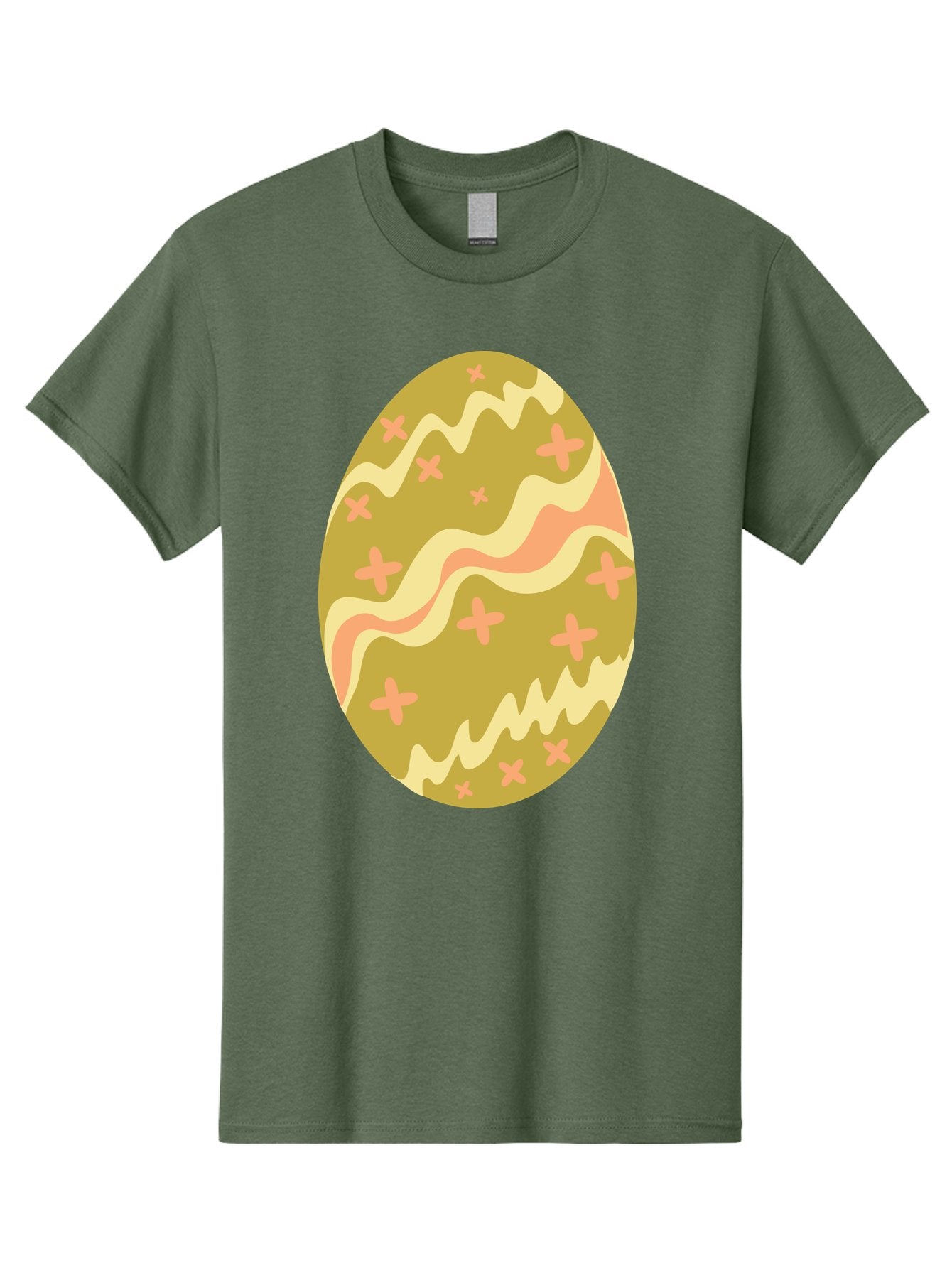 Easter-Egg-4 Men'S Graphic Tee, 100% Cotton, Comfortable Casual Summer Wear, Machine Washable, Easter Egg, Pastel Colors, Wavy Lines, Pink Crosses, Decorated Egg, Spring Theme, Festive Design, Easter Decoration, Egg Hunt Aac674 9