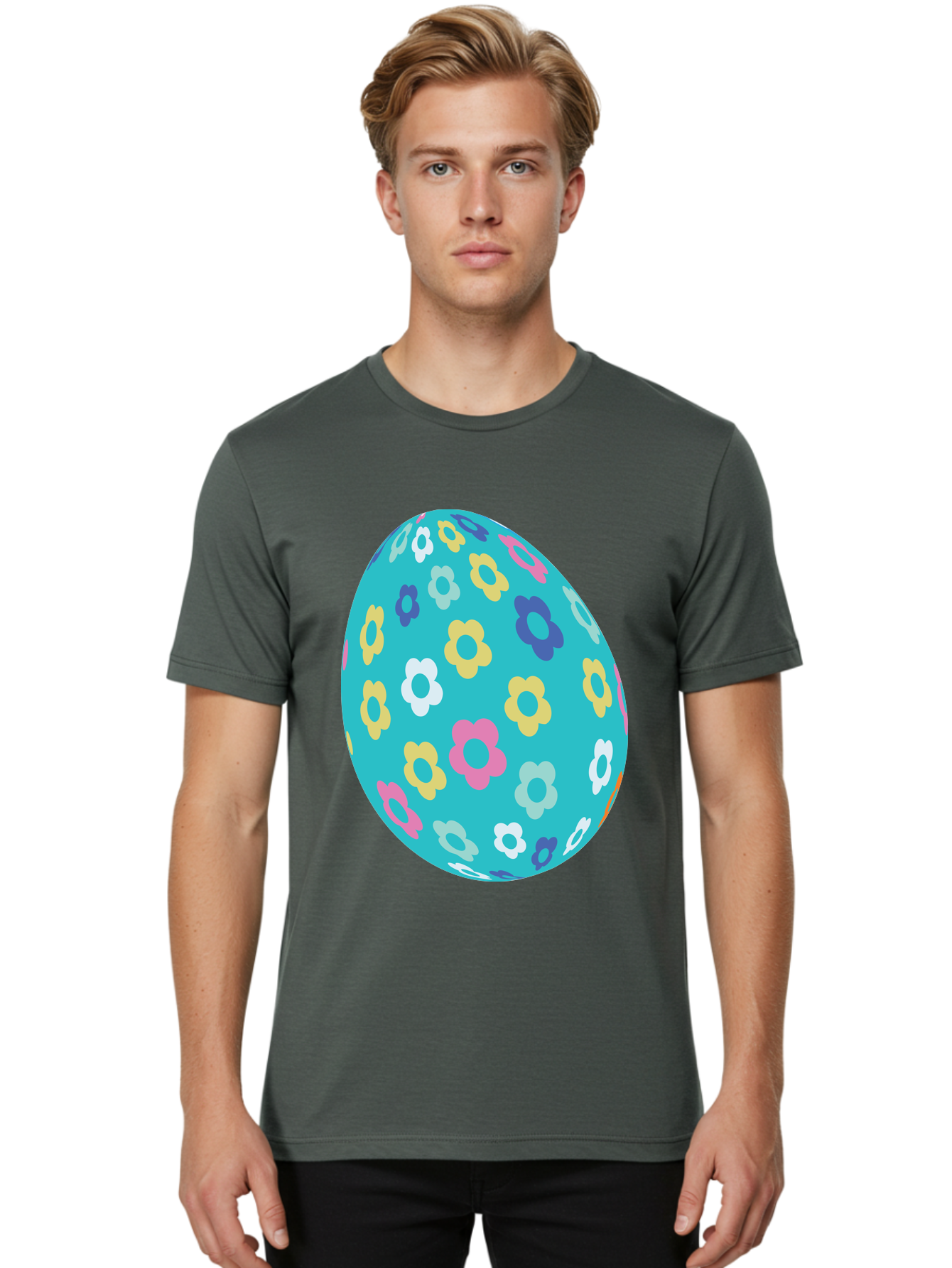 Easter-Egg-Flowers Men'S Graphic Tee, 100% Cotton, Comfortable Casual Summer Wear, Machine Washable, Easter Egg Decoration, Floral Pattern, Colorful Flowers, Pastel Colors, Spring Theme, Easter Celebration, Festive Design, Decorative Egg, Aac675 13