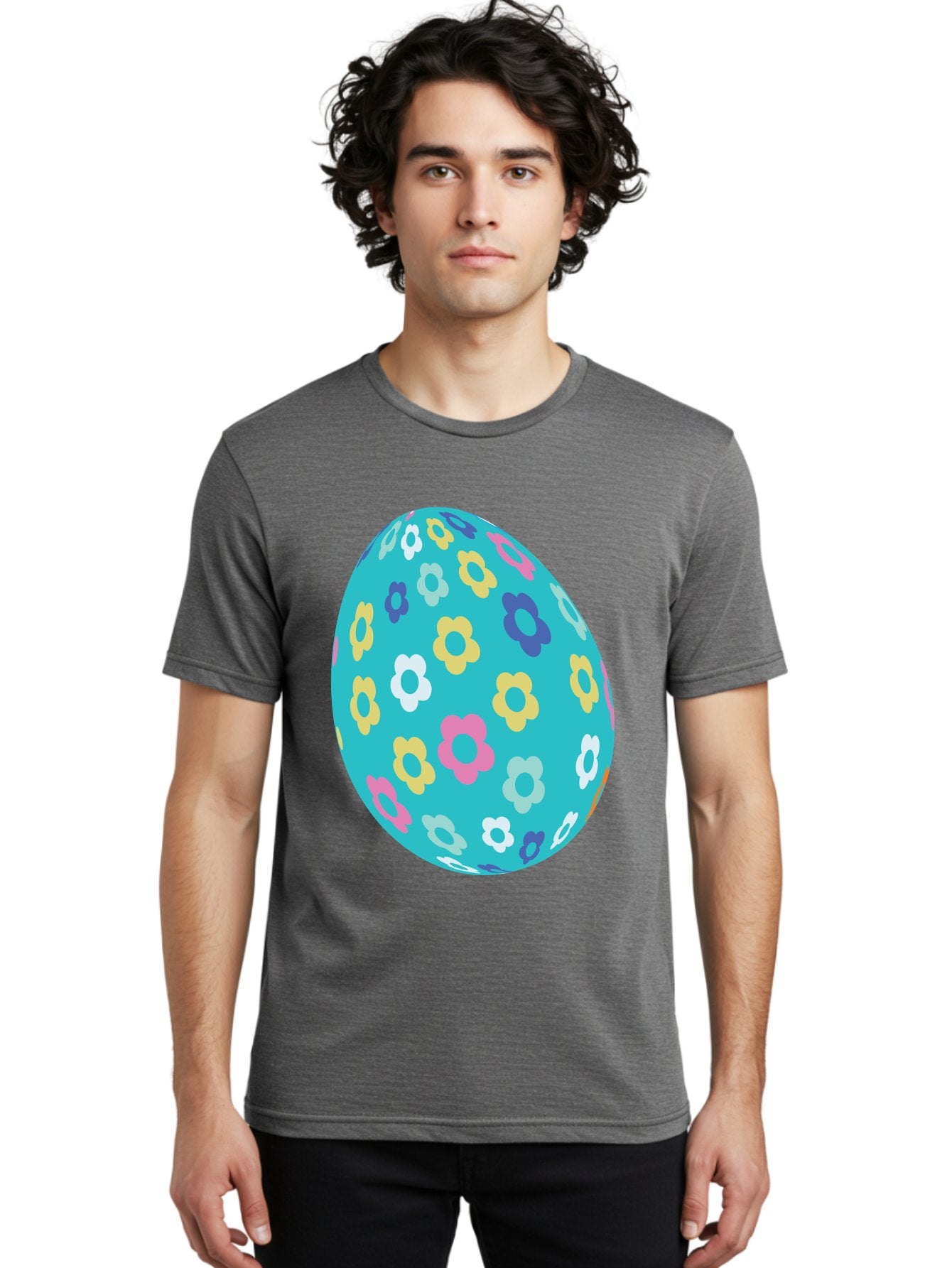 Easter-Egg-Flowers Men'S Graphic Tee, 100% Cotton, Comfortable Casual Summer Wear, Machine Washable, Easter Egg Decoration, Floral Pattern, Colorful Flowers, Pastel Colors, Spring Theme, Easter Celebration, Festive Design, Decorative Egg, Aac675 28