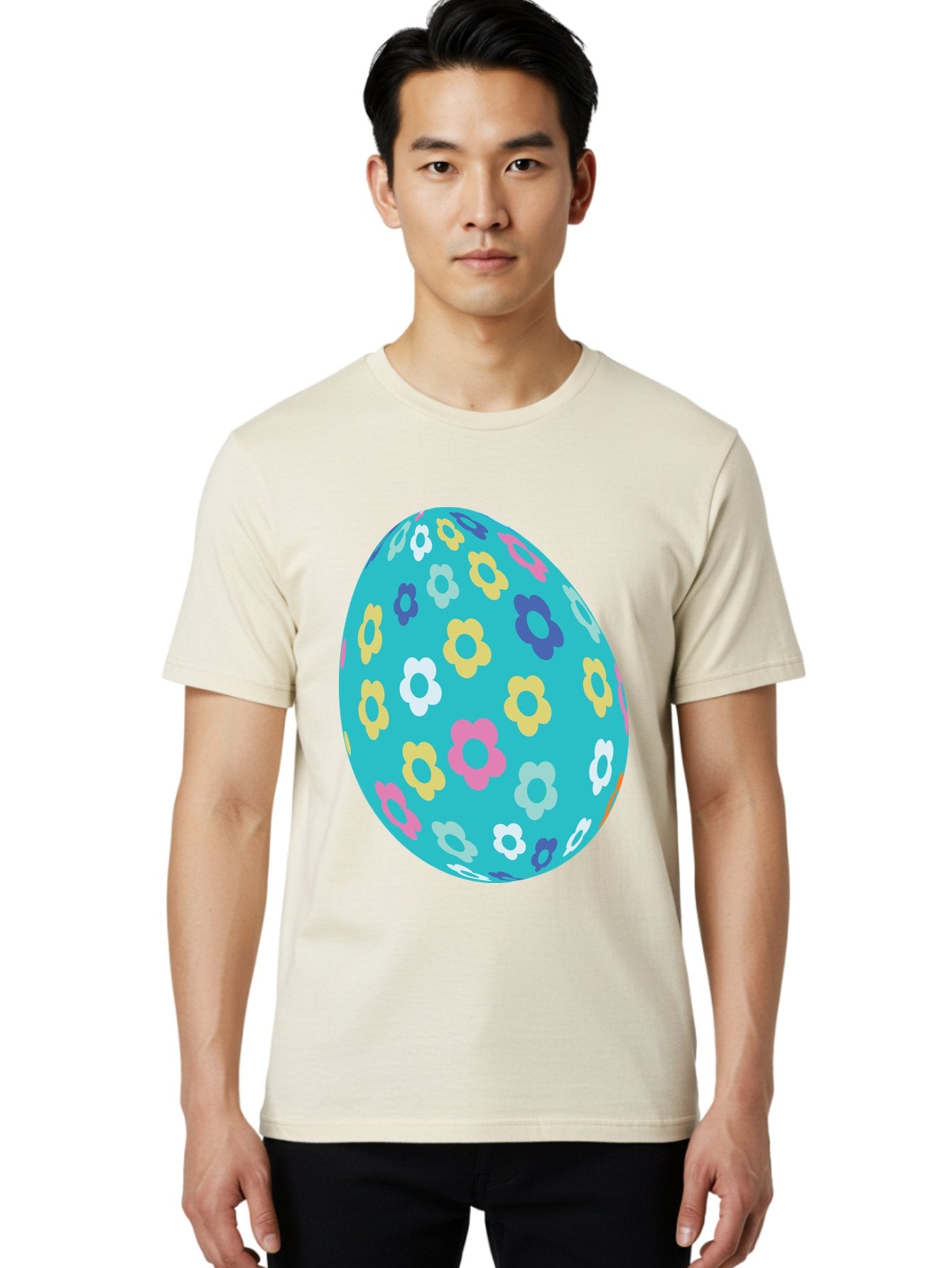 Easter-Egg-Flowers Men'S Graphic Tee, 100% Cotton, Comfortable Casual Summer Wear, Machine Washable, Easter Egg Decoration, Floral Pattern, Colorful Flowers, Pastel Colors, Spring Theme, Easter Celebration, Festive Design, Decorative Egg, Aac675 18