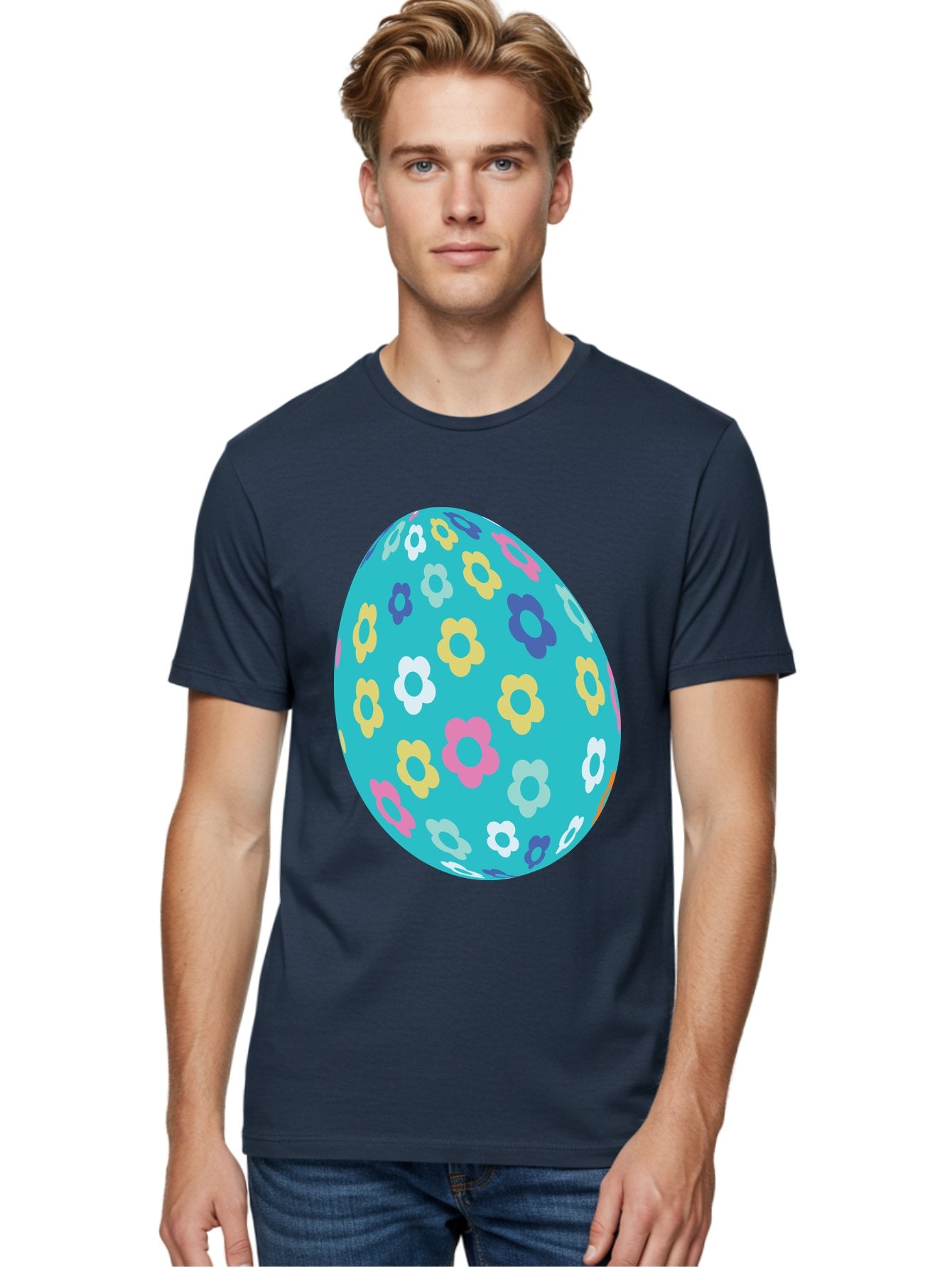 Easter-Egg-Flowers Men'S Graphic Tee, 100% Cotton, Comfortable Casual Summer Wear, Machine Washable, Easter Egg Decoration, Floral Pattern, Colorful Flowers, Pastel Colors, Spring Theme, Easter Celebration, Festive Design, Decorative Egg, Aac675 19