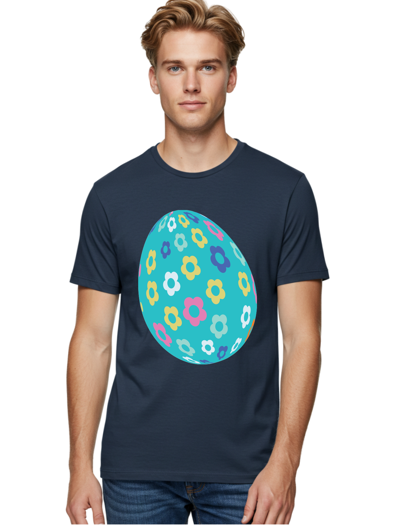 Easter-Egg-Flowers Men'S Graphic Tee, 100% Cotton, Comfortable Casual Summer Wear, Machine Washable, Easter Egg Decoration, Floral Pattern, Colorful Flowers, Pastel Colors, Spring Theme, Easter Celebration, Festive Design, Decorative Egg, Aac675 21