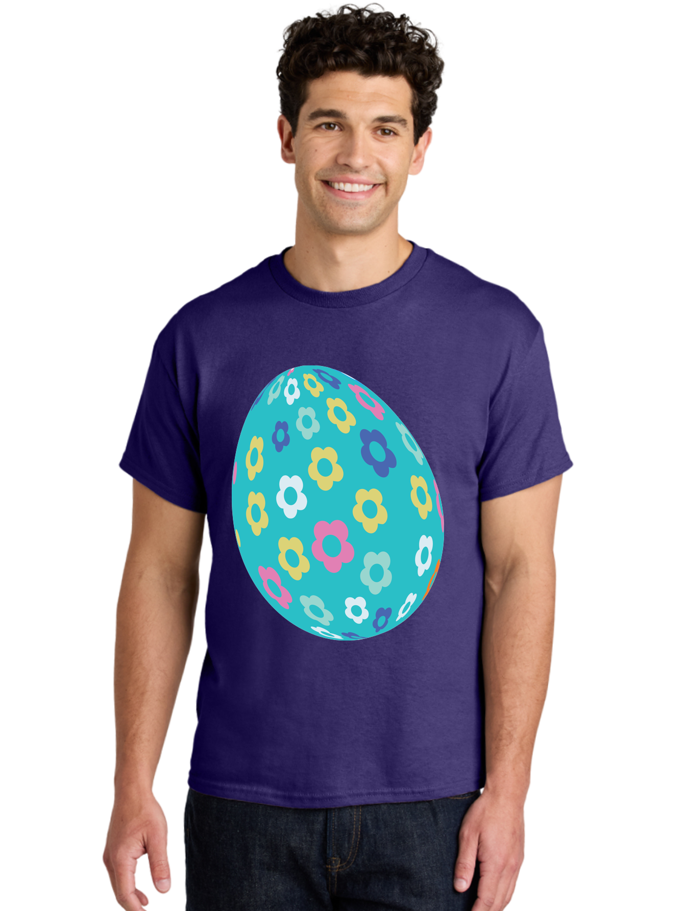 Easter-Egg-Flowers Men'S Graphic Tee, 100% Cotton, Comfortable Casual Summer Wear, Machine Washable, Easter Egg Decoration, Floral Pattern, Colorful Flowers, Pastel Colors, Spring Theme, Easter Celebration, Festive Design, Decorative Egg, Aac675 15