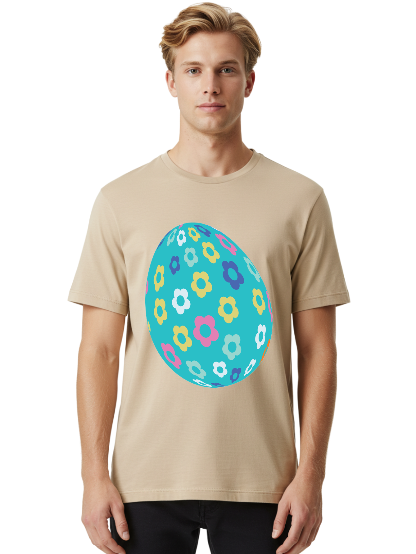 Easter-Egg-Flowers Men'S Graphic Tee, 100% Cotton, Comfortable Casual Summer Wear, Machine Washable, Easter Egg Decoration, Floral Pattern, Colorful Flowers, Pastel Colors, Spring Theme, Easter Celebration, Festive Design, Decorative Egg, Aac675 27