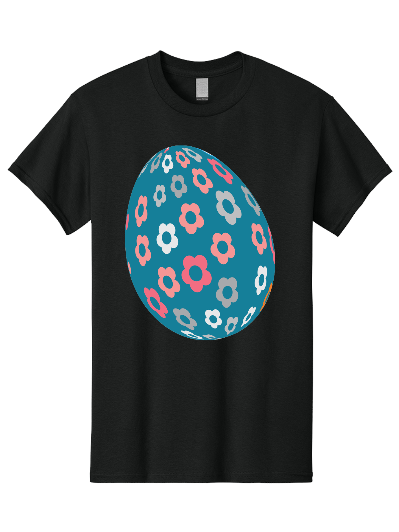 Easter-Egg Men'S Graphic Tee, 100% Cotton, Comfortable Casual Summer Wear, Machine Washable, Blue Easter Egg, Floral Pattern, Pink And White Flowers, Spring Decoration, Easter Egg Decoration, Digital Illustration, Easter Theme, Aac676 15