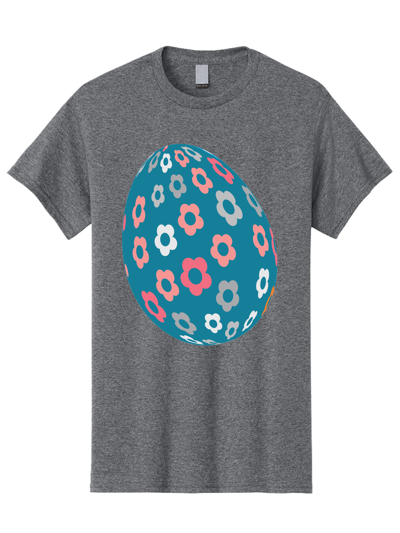 Easter-Egg Men'S Graphic Tee, 100% Cotton, Comfortable Casual Summer Wear, Machine Washable, Blue Easter Egg, Floral Pattern, Pink And White Flowers, Spring Decoration, Easter Egg Decoration, Digital Illustration, Easter Theme, Aac676 11