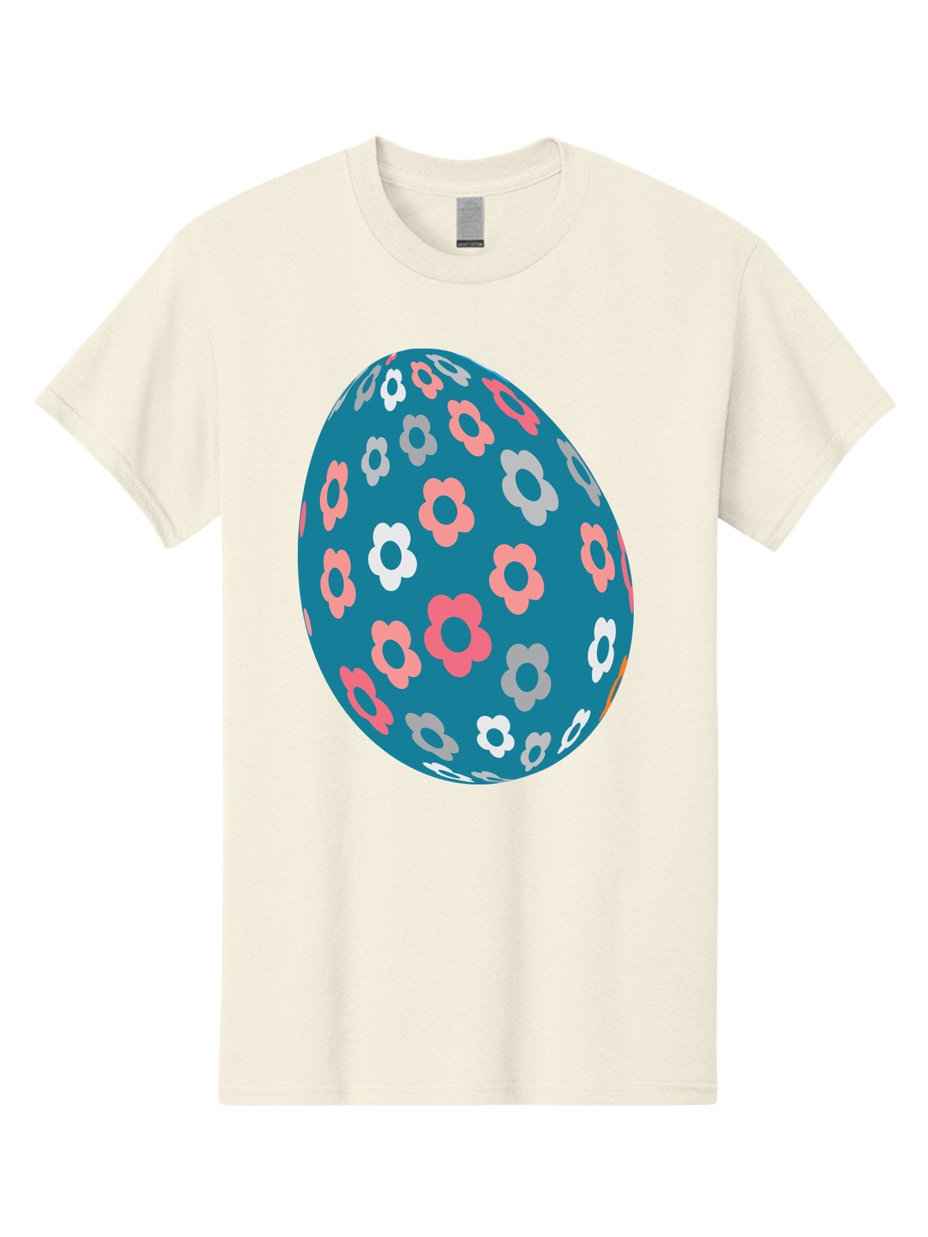 Easter-Egg Men'S Graphic Tee, 100% Cotton, Comfortable Casual Summer Wear, Machine Washable, Blue Easter Egg, Floral Pattern, Pink And White Flowers, Spring Decoration, Easter Egg Decoration, Digital Illustration, Easter Theme, Aac676 10