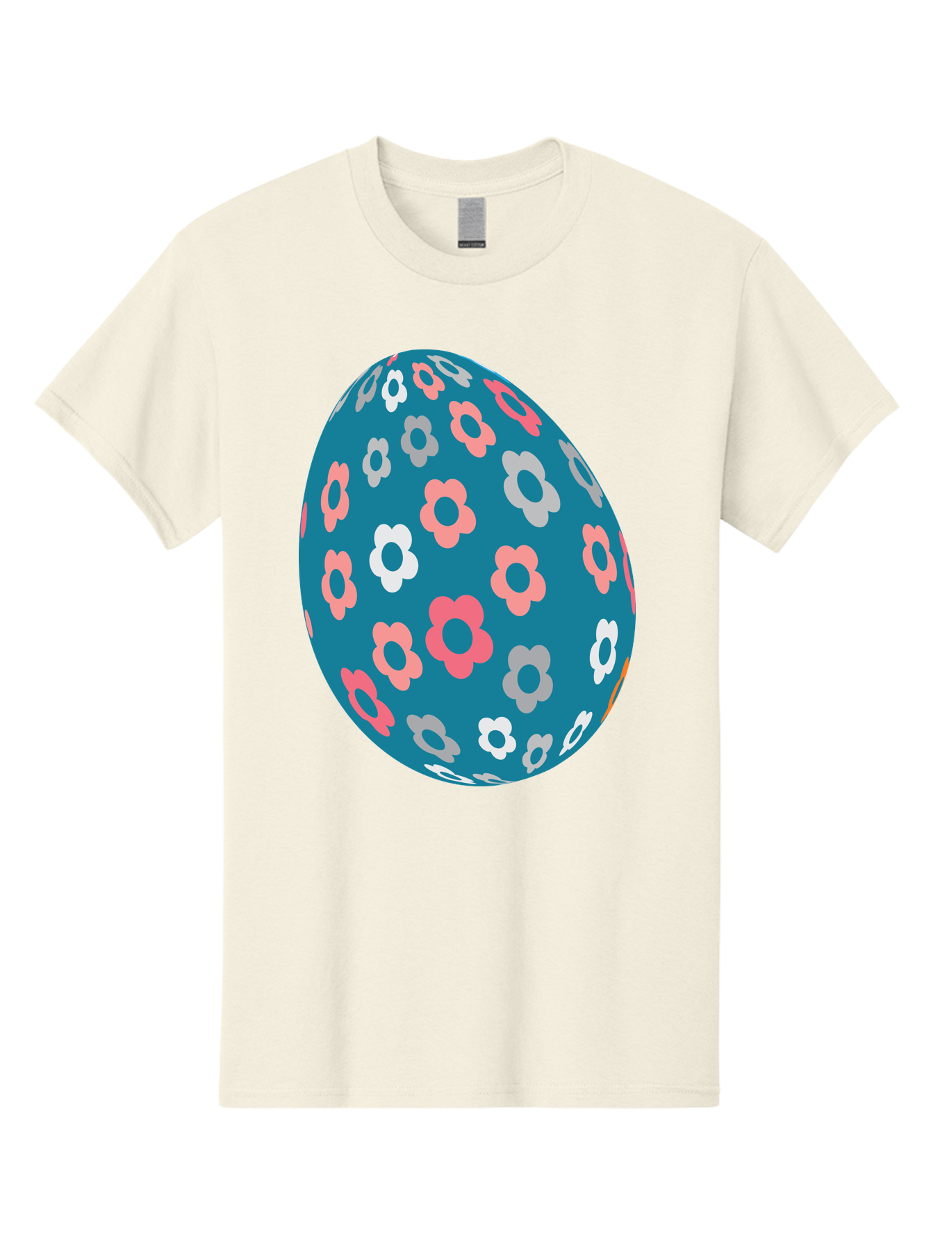 Easter-Egg Men'S Graphic Tee, 100% Cotton, Comfortable Casual Summer Wear, Machine Washable, Blue Easter Egg, Floral Pattern, Pink And White Flowers, Spring Decoration, Easter Egg Decoration, Digital Illustration, Easter Theme, Aac676 27