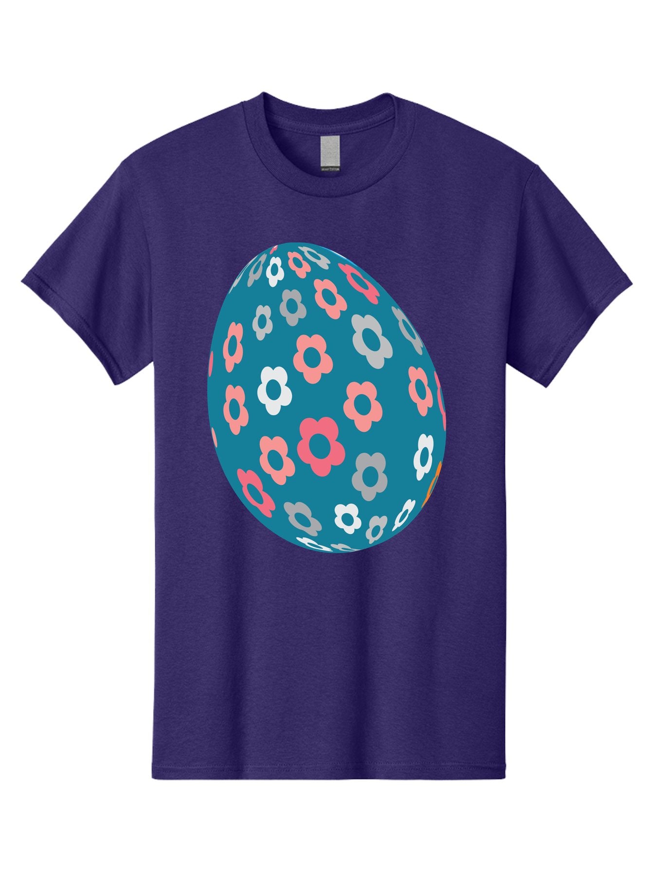 Easter-Egg Men'S Graphic Tee, 100% Cotton, Comfortable Casual Summer Wear, Machine Washable, Blue Easter Egg, Floral Pattern, Pink And White Flowers, Spring Decoration, Easter Egg Decoration, Digital Illustration, Easter Theme, Aac676 12
