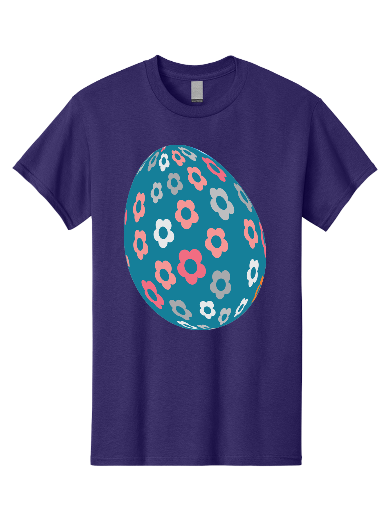 Easter-Egg Men'S Graphic Tee, 100% Cotton, Comfortable Casual Summer Wear, Machine Washable, Blue Easter Egg, Floral Pattern, Pink And White Flowers, Spring Decoration, Easter Egg Decoration, Digital Illustration, Easter Theme, Aac676 5