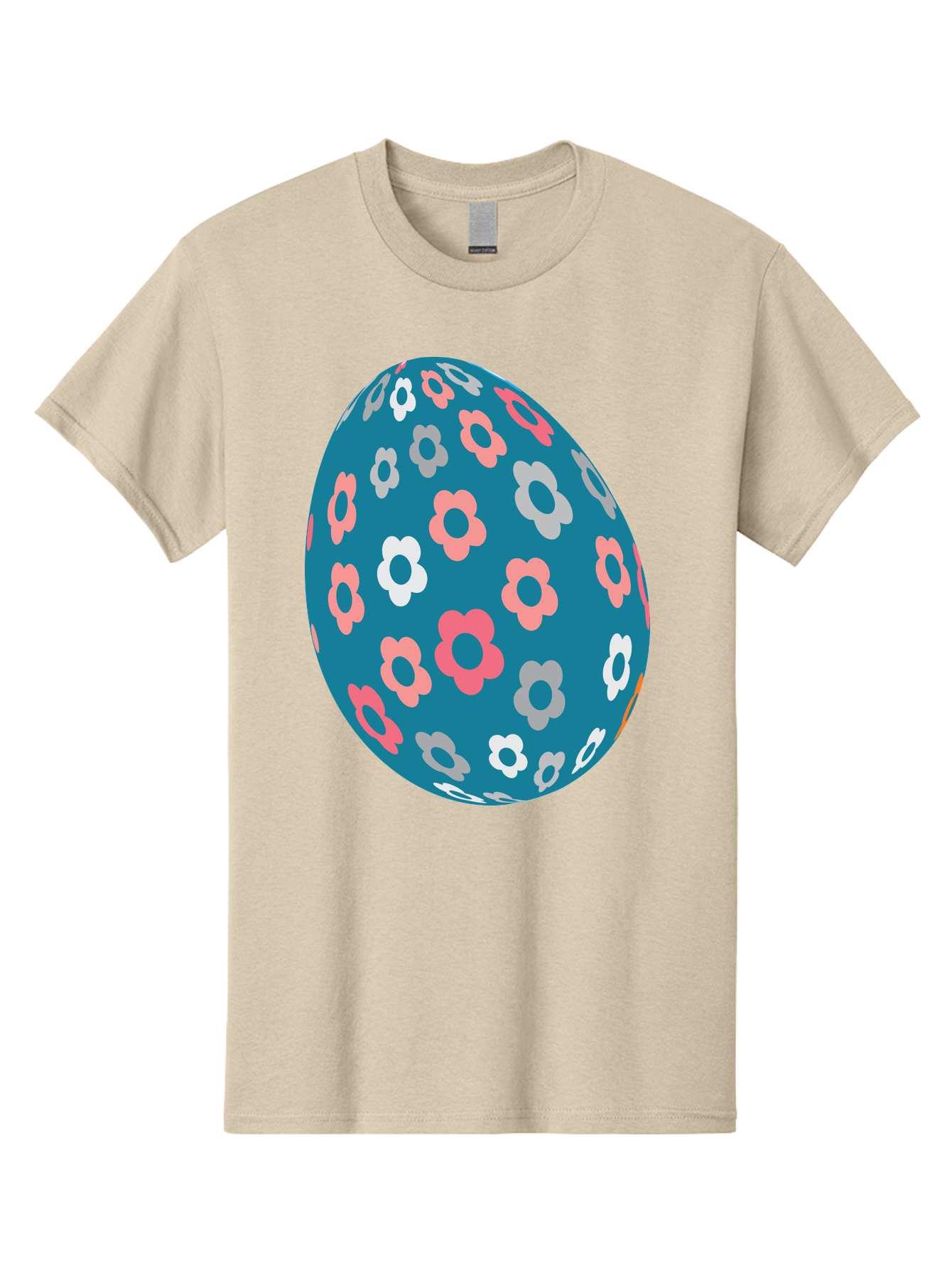 Easter-Egg Men'S Graphic Tee, 100% Cotton, Comfortable Casual Summer Wear, Machine Washable, Blue Easter Egg, Floral Pattern, Pink And White Flowers, Spring Decoration, Easter Egg Decoration, Digital Illustration, Easter Theme, Aac676 19