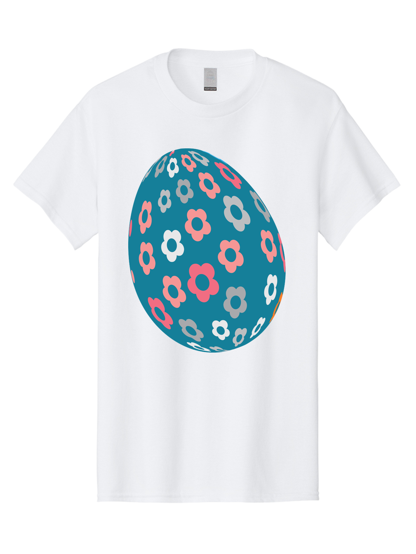 Easter-Egg Men'S Graphic Tee, 100% Cotton, Comfortable Casual Summer Wear, Machine Washable, Blue Easter Egg, Floral Pattern, Pink And White Flowers, Spring Decoration, Easter Egg Decoration, Digital Illustration, Easter Theme, Aac676 13