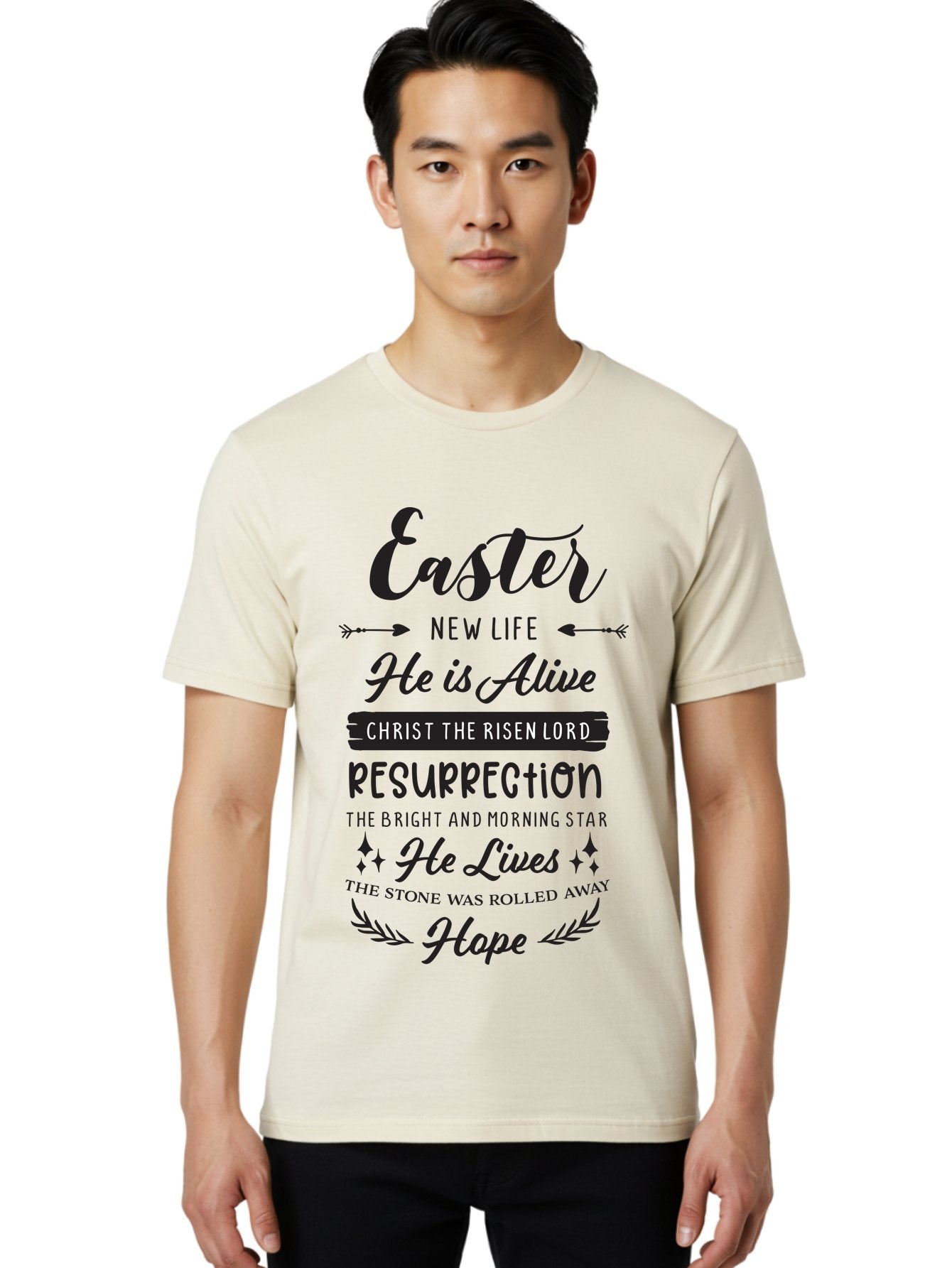 Easter Men'S Graphic Tee, 100% Cotton, Comfortable Casual Summer Wear, Machine Washable, Easter Message, He Is Alive, Christ The Risen Lord, Resurrection, New Life, Hope, Christian Faith, Biblical Scripture, Inspirational Quote, Aac678 23
