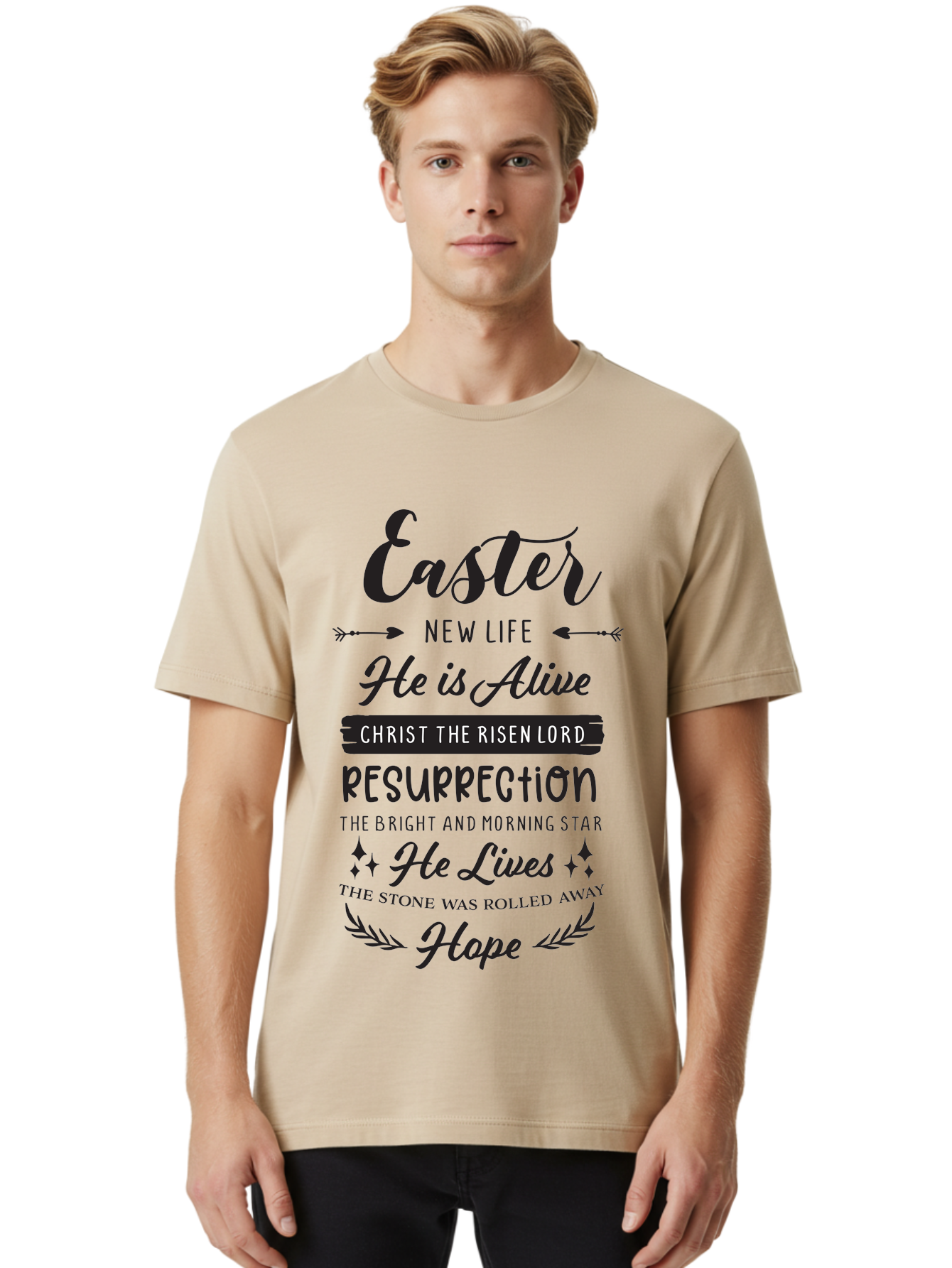 Easter Men'S Graphic Tee, 100% Cotton, Comfortable Casual Summer Wear, Machine Washable, Easter Message, He Is Alive, Christ The Risen Lord, Resurrection, New Life, Hope, Christian Faith, Biblical Scripture, Inspirational Quote, Aac678 24