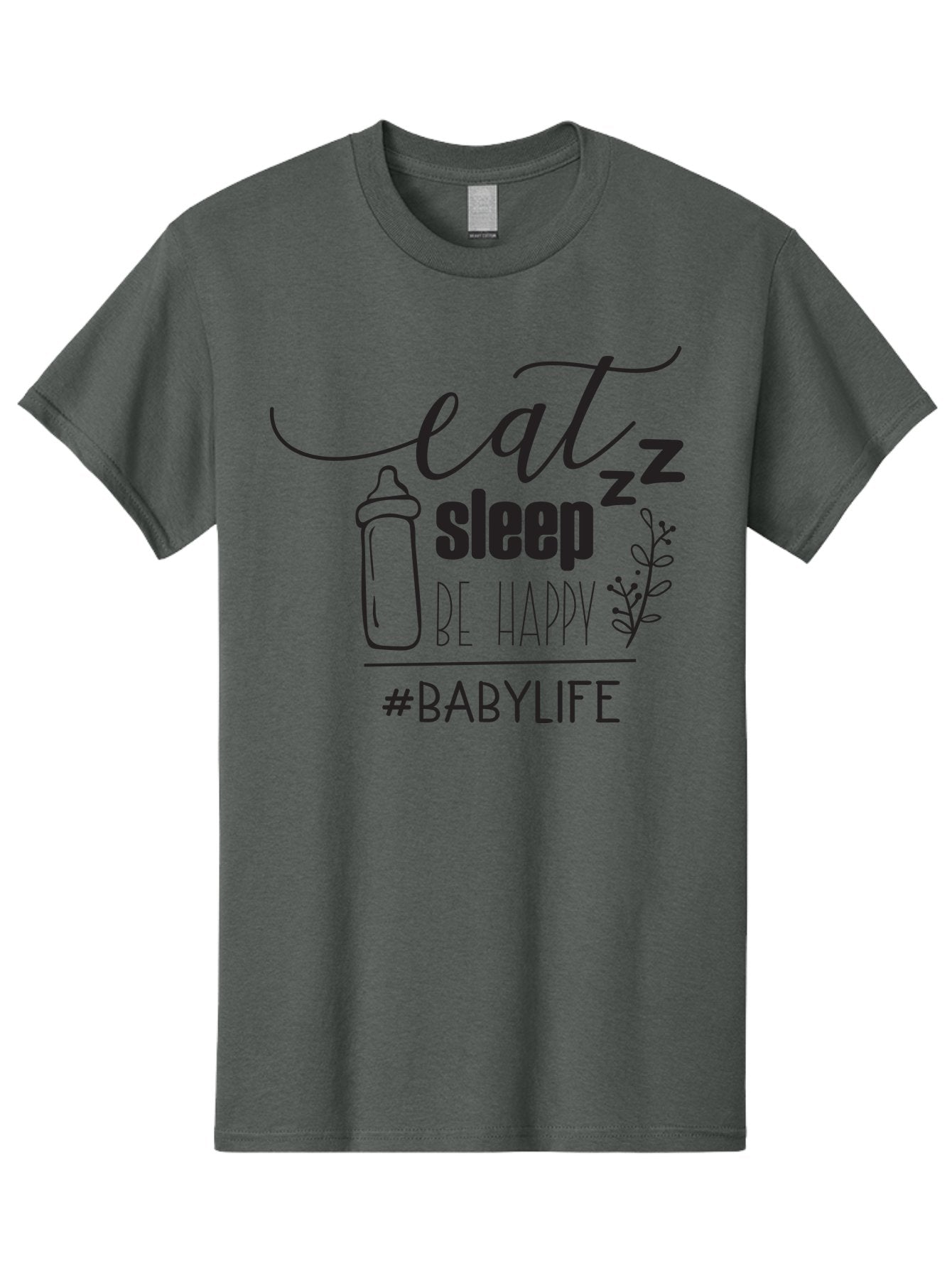 Eat-Sleep-Be-Happy Men'S Graphic Tee, 100% Cotton, Comfortable Casual Summer Wear, Machine Washable, Baby Bottle, Eat Sleep Be Happy, Baby Life, Newborn Care, Parenting Tips, Baby Essentials, Hashtag Babylife, Simple Design, Minimalist Style Aac681 4