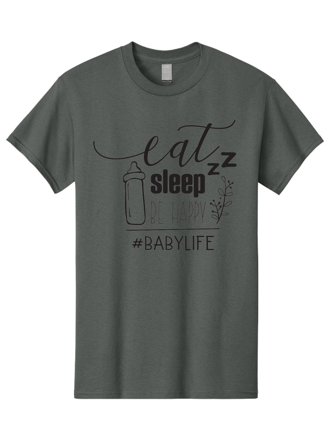 Eat-Sleep-Be-Happy Men'S Graphic Tee, 100% Cotton, Comfortable Casual Summer Wear, Machine Washable, Baby Bottle, Eat Sleep Be Happy, Baby Life, Newborn Care, Parenting Tips, Baby Essentials, Hashtag Babylife, Simple Design, Minimalist Style Aac681 23