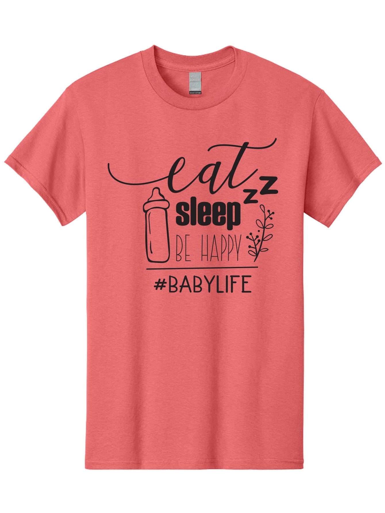 Eat-Sleep-Be-Happy Men'S Graphic Tee, 100% Cotton, Comfortable Casual Summer Wear, Machine Washable, Baby Bottle, Eat Sleep Be Happy, Baby Life, Newborn Care, Parenting Tips, Baby Essentials, Hashtag Babylife, Simple Design, Minimalist Style Aac681 15