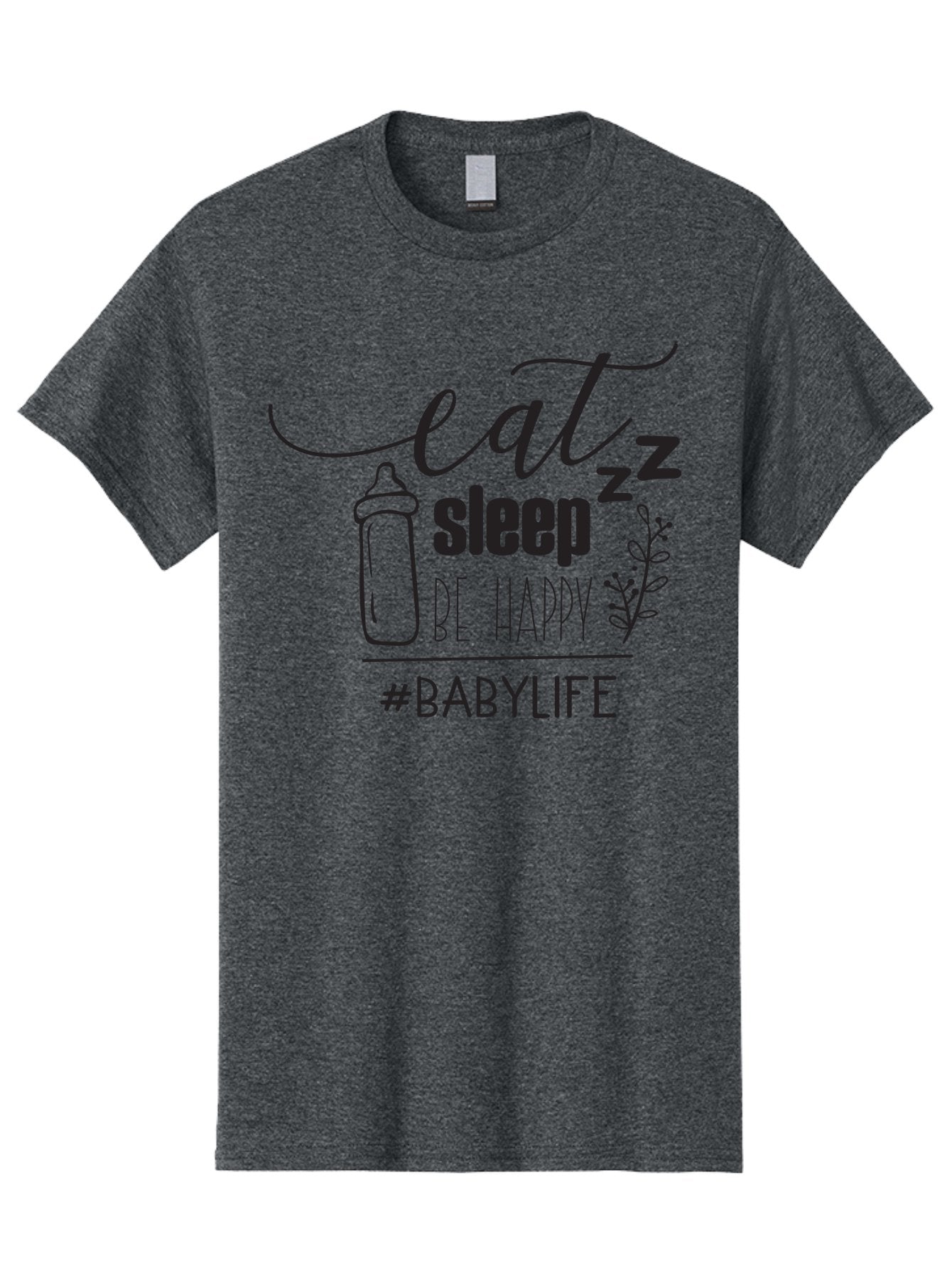 Eat-Sleep-Be-Happy Men'S Graphic Tee, 100% Cotton, Comfortable Casual Summer Wear, Machine Washable, Baby Bottle, Eat Sleep Be Happy, Baby Life, Newborn Care, Parenting Tips, Baby Essentials, Hashtag Babylife, Simple Design, Minimalist Style Aac681 5