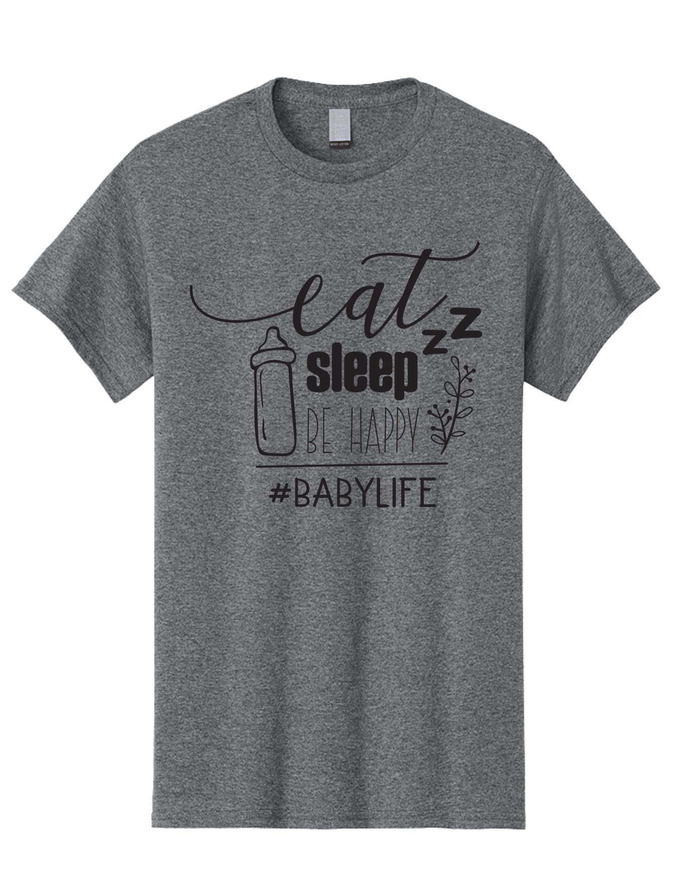 Eat-Sleep-Be-Happy Men'S Graphic Tee, 100% Cotton, Comfortable Casual Summer Wear, Machine Washable, Baby Bottle, Eat Sleep Be Happy, Baby Life, Newborn Care, Parenting Tips, Baby Essentials, Hashtag Babylife, Simple Design, Minimalist Style Aac681 7