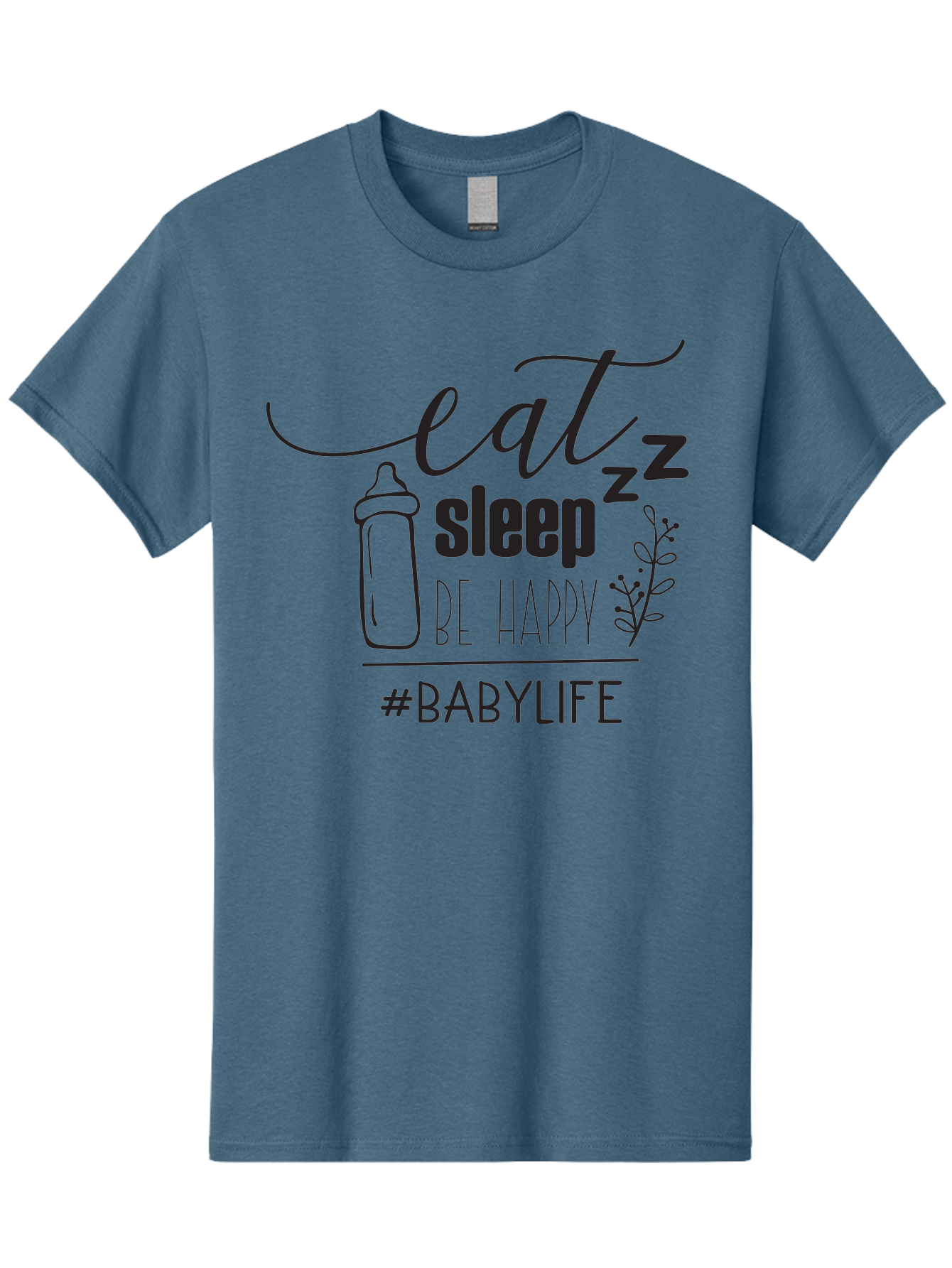 Eat-Sleep-Be-Happy Men'S Graphic Tee, 100% Cotton, Comfortable Casual Summer Wear, Machine Washable, Baby Bottle, Eat Sleep Be Happy, Baby Life, Newborn Care, Parenting Tips, Baby Essentials, Hashtag Babylife, Simple Design, Minimalist Style Aac681 11