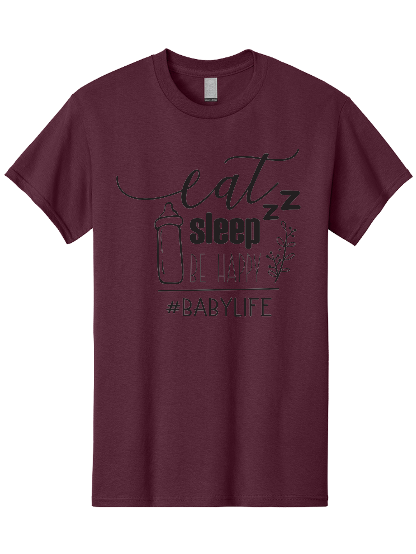 Eat-Sleep-Be-Happy Men'S Graphic Tee, 100% Cotton, Comfortable Casual Summer Wear, Machine Washable, Baby Bottle, Eat Sleep Be Happy, Baby Life, Newborn Care, Parenting Tips, Baby Essentials, Hashtag Babylife, Simple Design, Minimalist Style Aac681 9