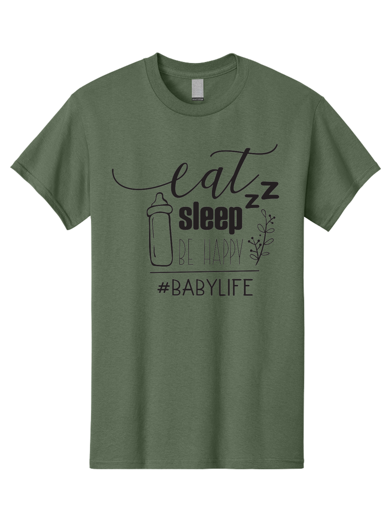 Eat-Sleep-Be-Happy Men'S Graphic Tee, 100% Cotton, Comfortable Casual Summer Wear, Machine Washable, Baby Bottle, Eat Sleep Be Happy, Baby Life, Newborn Care, Parenting Tips, Baby Essentials, Hashtag Babylife, Simple Design, Minimalist Style Aac681 3