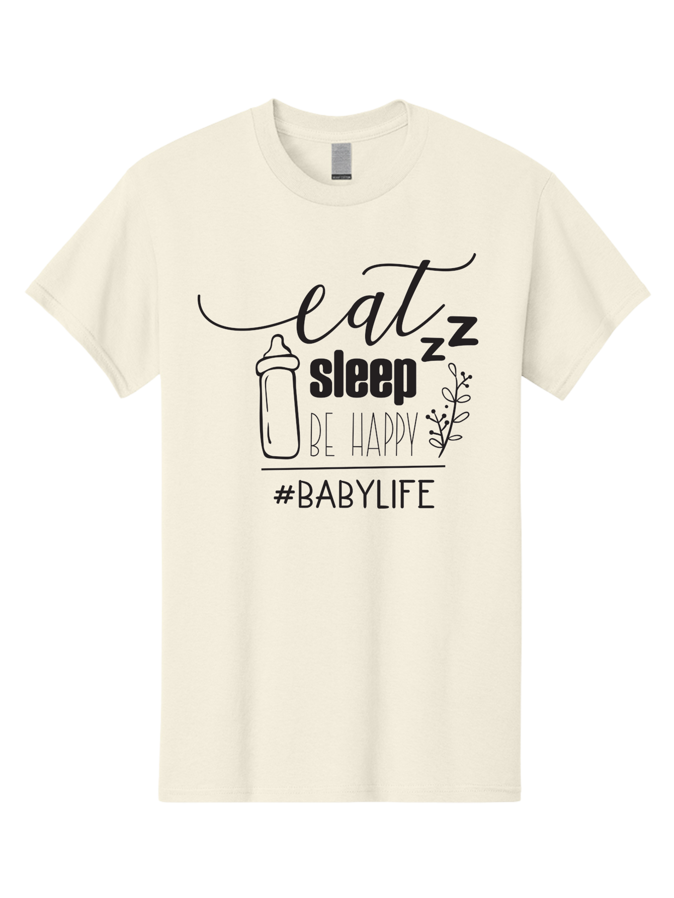 Eat-Sleep-Be-Happy Men'S Graphic Tee, 100% Cotton, Comfortable Casual Summer Wear, Machine Washable, Baby Bottle, Eat Sleep Be Happy, Baby Life, Newborn Care, Parenting Tips, Baby Essentials, Hashtag Babylife, Simple Design, Minimalist Style Aac681 21