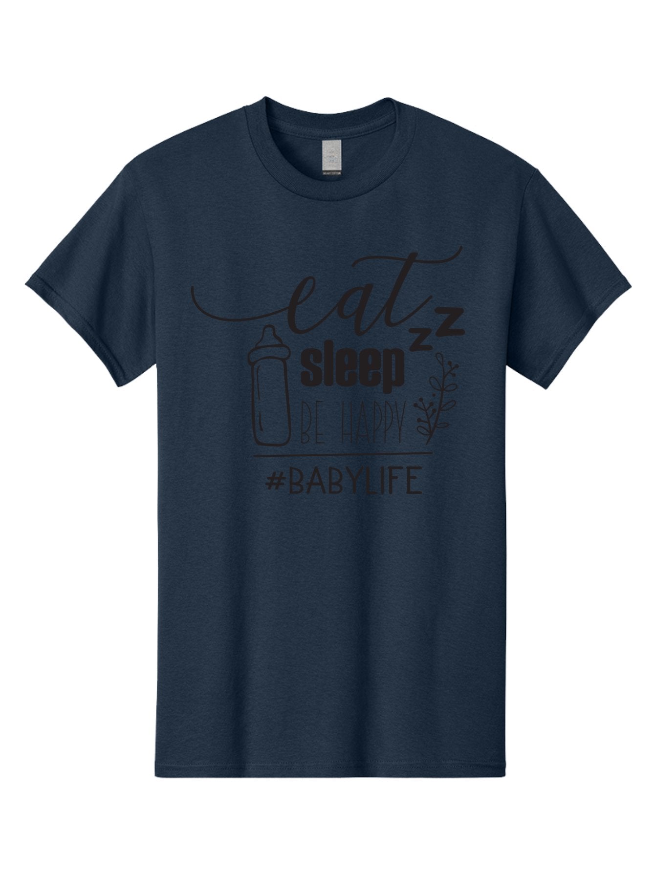 Eat-Sleep-Be-Happy Men'S Graphic Tee, 100% Cotton, Comfortable Casual Summer Wear, Machine Washable, Baby Bottle, Eat Sleep Be Happy, Baby Life, Newborn Care, Parenting Tips, Baby Essentials, Hashtag Babylife, Simple Design, Minimalist Style Aac681 13