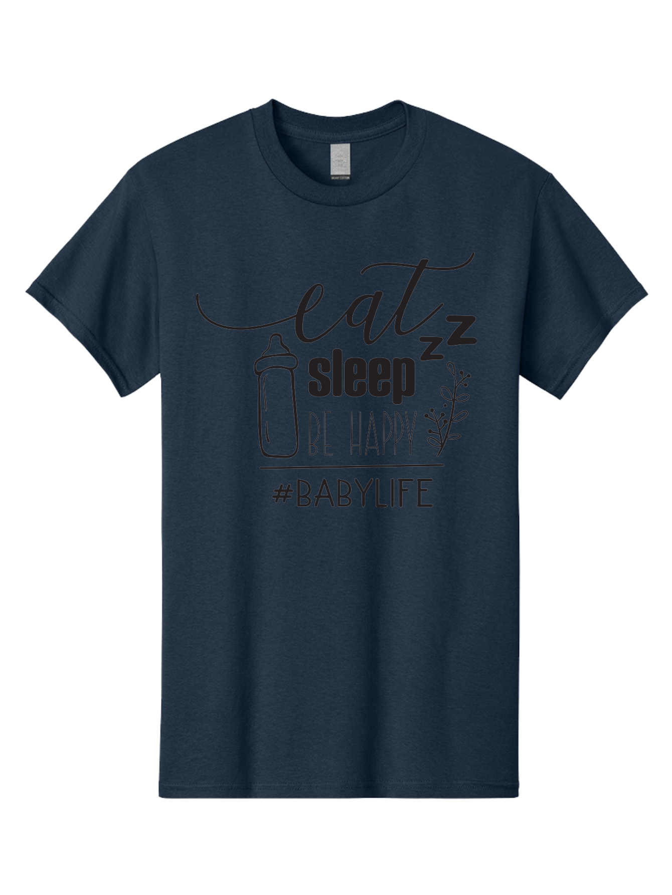 Eat-Sleep-Be-Happy Men'S Graphic Tee, 100% Cotton, Comfortable Casual Summer Wear, Machine Washable, Baby Bottle, Eat Sleep Be Happy, Baby Life, Newborn Care, Parenting Tips, Baby Essentials, Hashtag Babylife, Simple Design, Minimalist Style Aac681 29