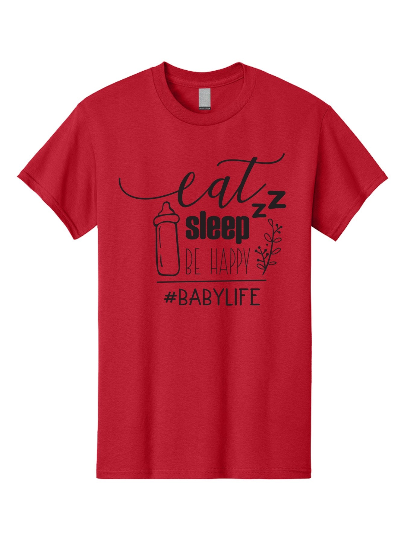 Eat-Sleep-Be-Happy Men'S Graphic Tee, 100% Cotton, Comfortable Casual Summer Wear, Machine Washable, Baby Bottle, Eat Sleep Be Happy, Baby Life, Newborn Care, Parenting Tips, Baby Essentials, Hashtag Babylife, Simple Design, Minimalist Style Aac681 12