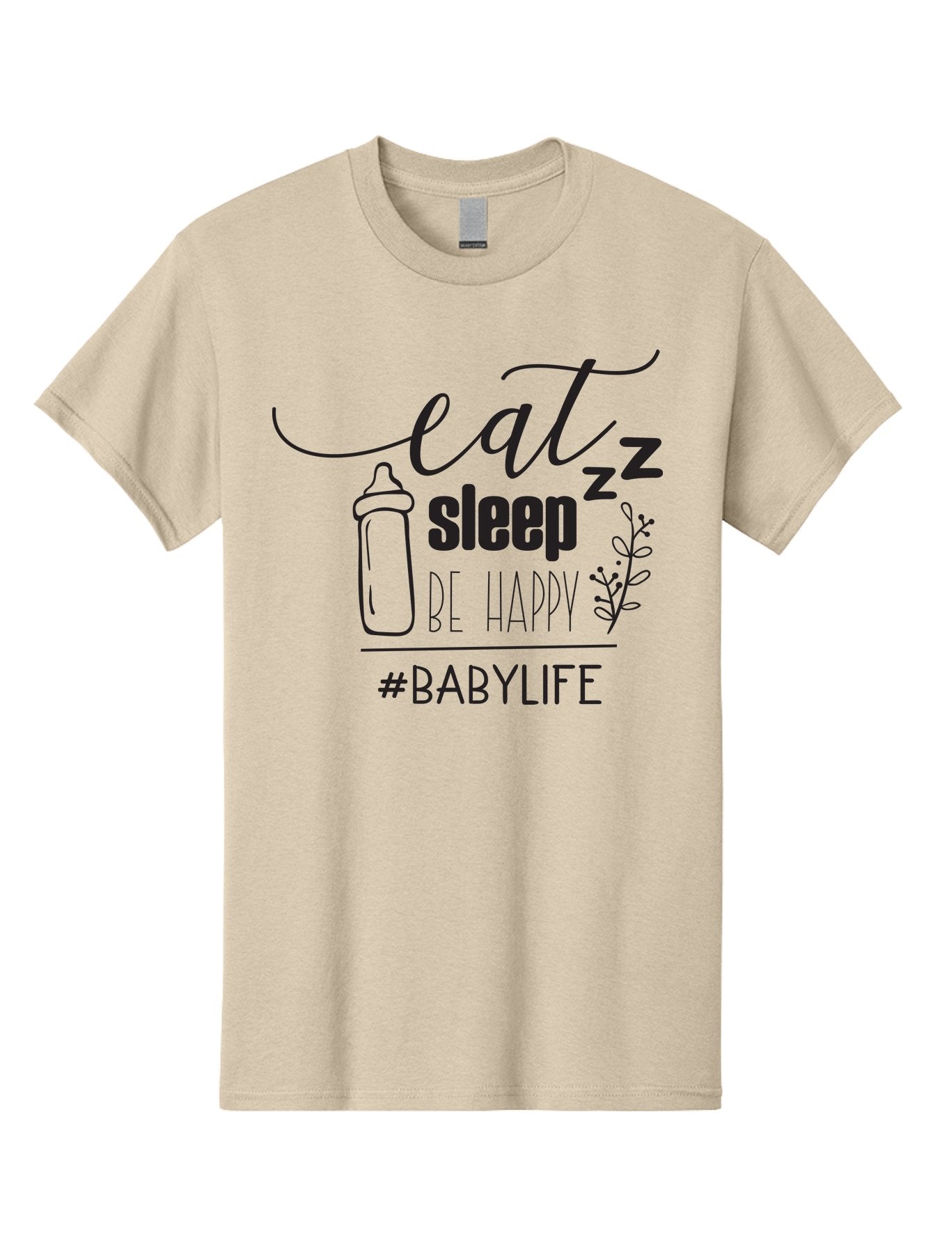Eat-Sleep-Be-Happy Men'S Graphic Tee, 100% Cotton, Comfortable Casual Summer Wear, Machine Washable, Baby Bottle, Eat Sleep Be Happy, Baby Life, Newborn Care, Parenting Tips, Baby Essentials, Hashtag Babylife, Simple Design, Minimalist Style Aac681 11