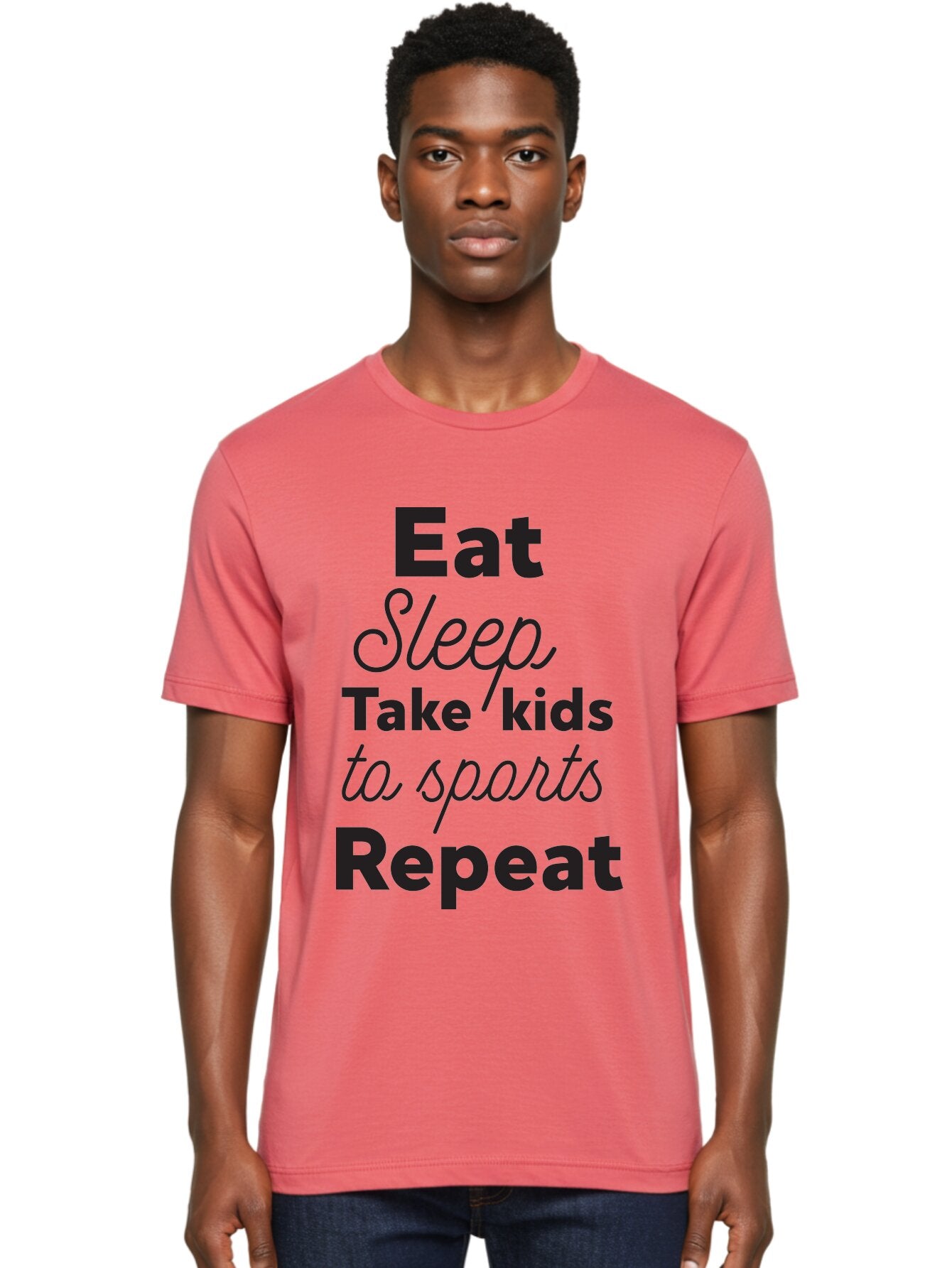 Eat-Sleep-Take-Kids-To-Sports-Repeat Men'S Graphic Tee, 100% Cotton, Comfortable Casual Summer Wear, Machine Washable, Busy Parents, Parenting Life, Family Activities, Kids Sports, Daily Routine, Parenting Humor, Eat Sleep Repeat Aac682 22