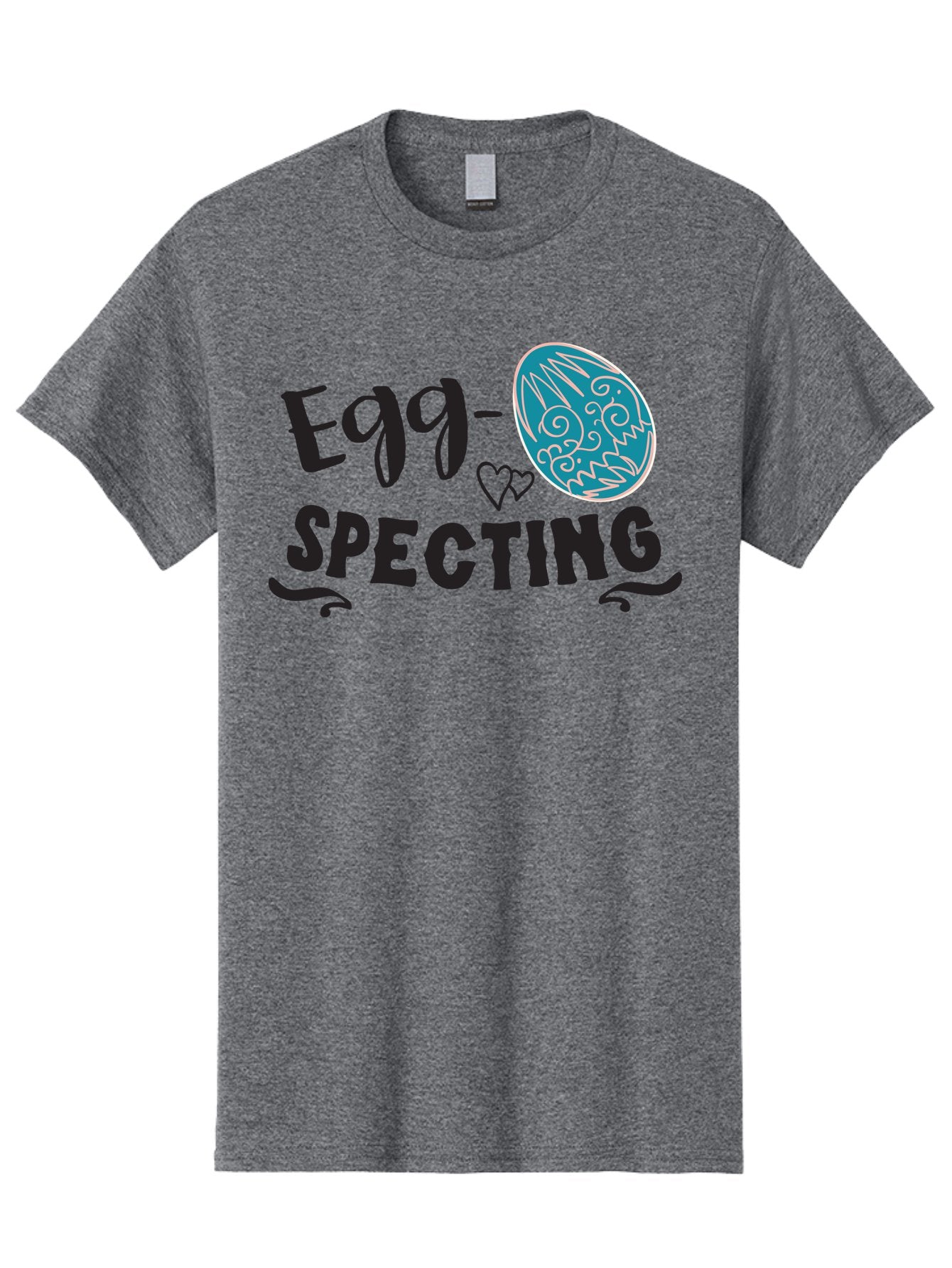 Egg-Specting Men'S Graphic Tee, 100% Cotton, Comfortable Casual Summer Wear, Machine Washable, Easter Egg, Egg Expecting, Cute Designs, Playful Graphics, Decorative Egg, Heart Symbol, Easter Theme, Spring Vibes, Baby Announcement Aac683 5