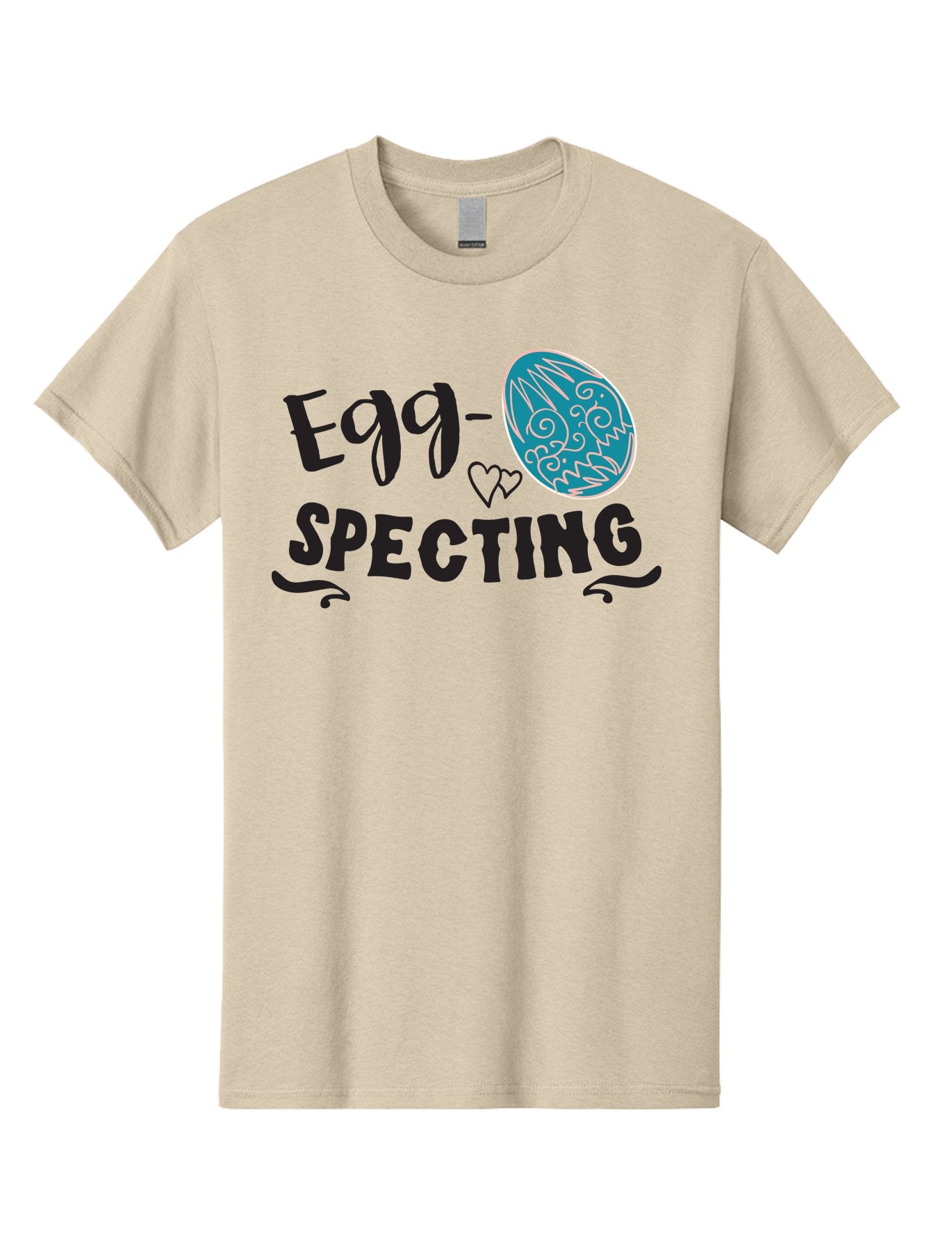 Egg-Specting Men'S Graphic Tee, 100% Cotton, Comfortable Casual Summer Wear, Machine Washable, Easter Egg, Egg Expecting, Cute Designs, Playful Graphics, Decorative Egg, Heart Symbol, Easter Theme, Spring Vibes, Baby Announcement Aac683 3