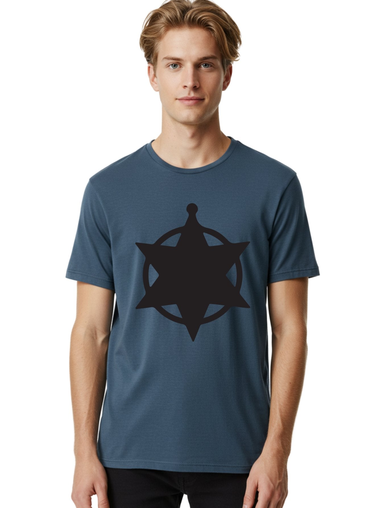 Eight-Pointed-Star-Symbol Men'S Graphic Tee, 100% Cotton, Comfortable Casual Summer Wear, Machine Washable, Chaos Symbol, Chaos Star, Eight Pointed Star, Occult Symbol, Pagan Symbol, Mystical Emblem, Abstract Art, Symbolic Representation Aac685 16