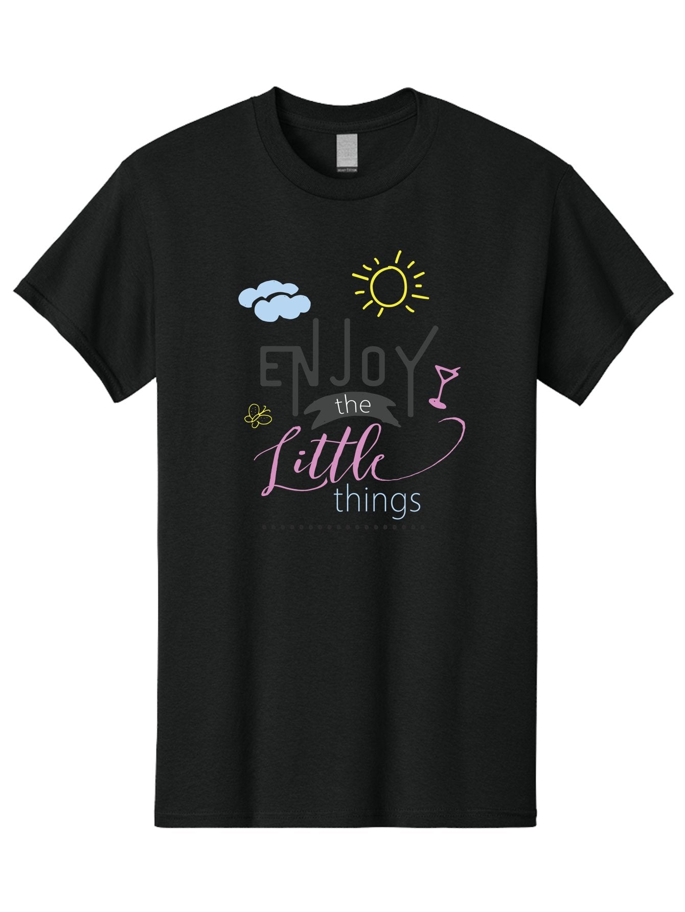 Enjoy-The-Little-Things Men'S Graphic Tee, 100% Cotton, Comfortable Casual Summer Wear, Machine Washable, Inspirational Quote, Motivational Phrase, Enjoy The Little Things, Positive Vibes, Happy Feelings, Sunshine, Cocktail, Relaxation, Aac687 15