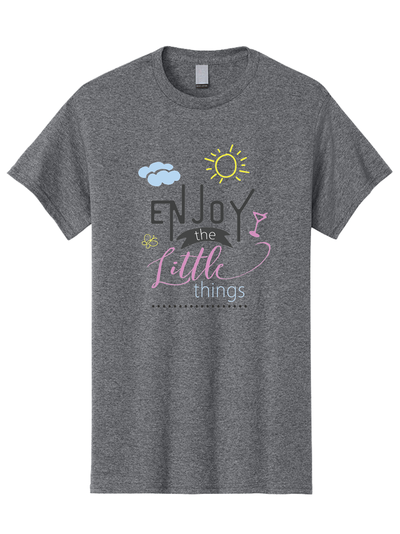 Enjoy-The-Little-Things Men'S Graphic Tee, 100% Cotton, Comfortable Casual Summer Wear, Machine Washable, Inspirational Quote, Motivational Phrase, Enjoy The Little Things, Positive Vibes, Happy Feelings, Sunshine, Cocktail, Relaxation, Aac687 11