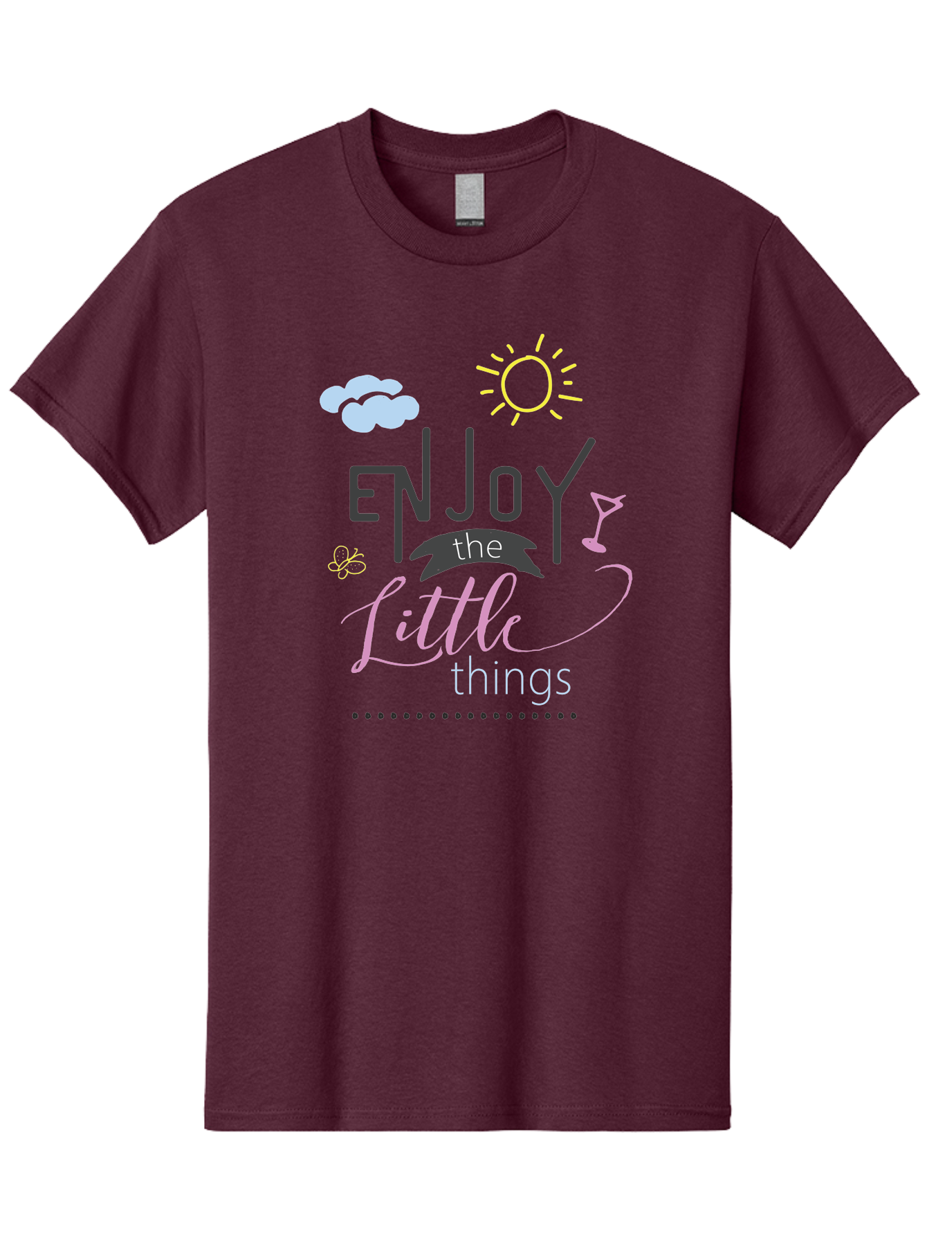 Enjoy-The-Little-Things Men'S Graphic Tee, 100% Cotton, Comfortable Casual Summer Wear, Machine Washable, Inspirational Quote, Motivational Phrase, Enjoy The Little Things, Positive Vibes, Happy Feelings, Sunshine, Cocktail, Relaxation, Aac687 3
