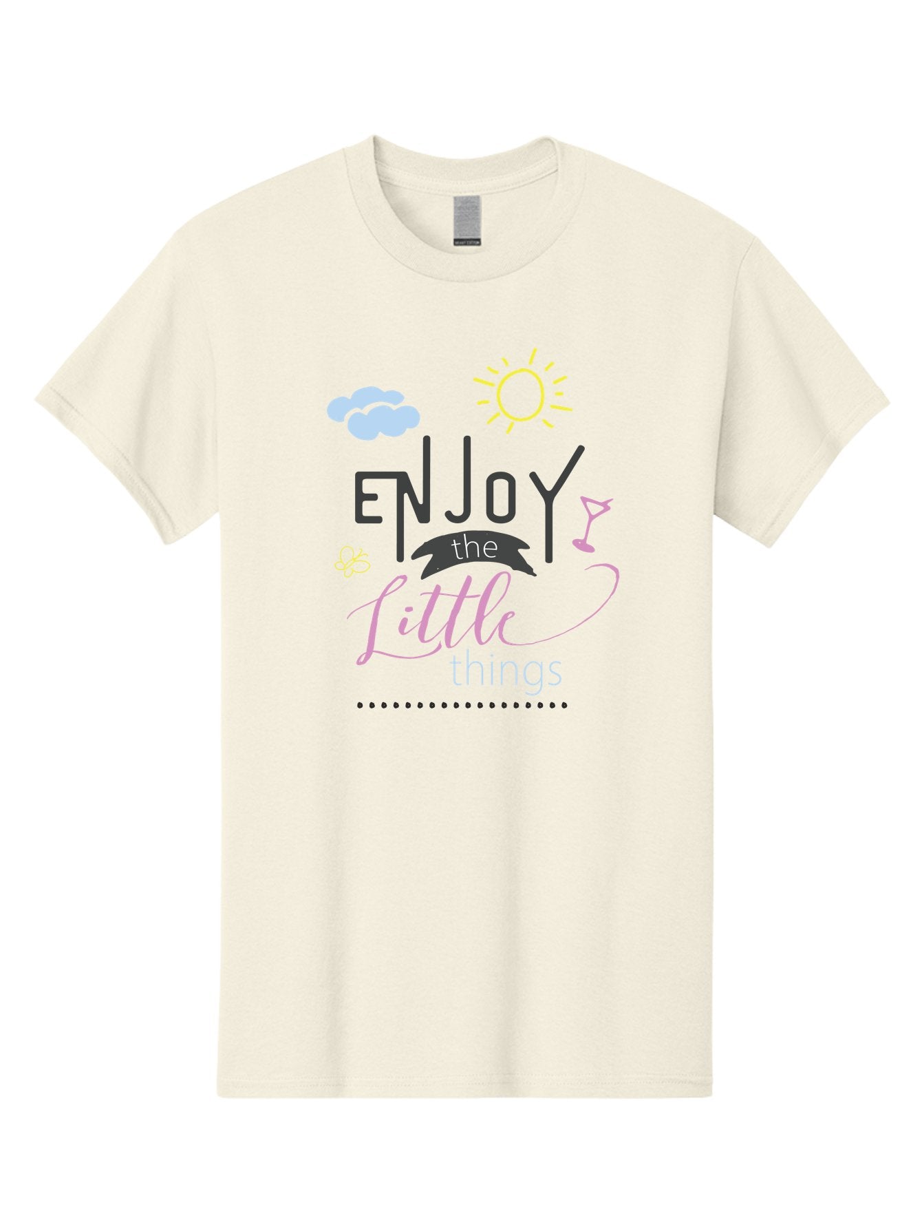 Enjoy-The-Little-Things Men'S Graphic Tee, 100% Cotton, Comfortable Casual Summer Wear, Machine Washable, Inspirational Quote, Motivational Phrase, Enjoy The Little Things, Positive Vibes, Happy Feelings, Sunshine, Cocktail, Relaxation, Aac687 10
