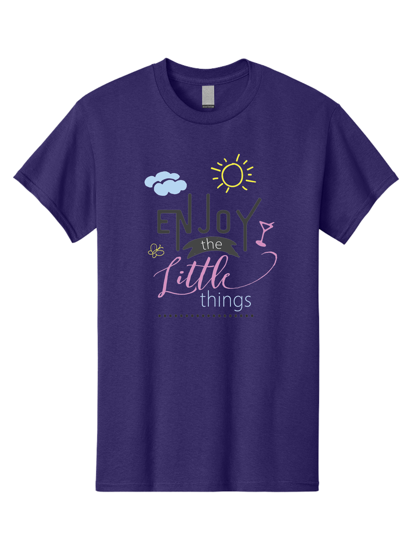 Enjoy-The-Little-Things Men'S Graphic Tee, 100% Cotton, Comfortable Casual Summer Wear, Machine Washable, Inspirational Quote, Motivational Phrase, Enjoy The Little Things, Positive Vibes, Happy Feelings, Sunshine, Cocktail, Relaxation, Aac687 15