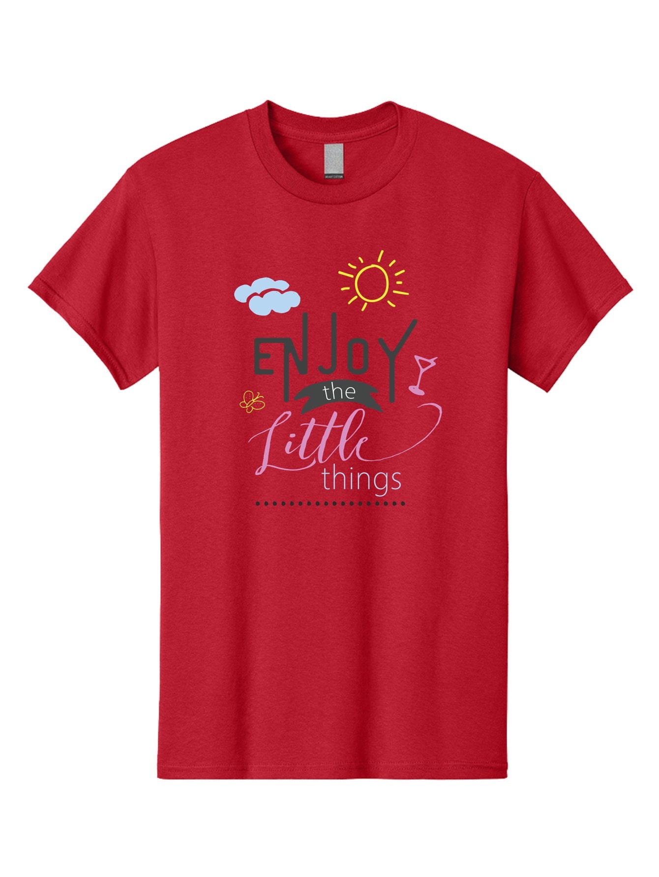 Enjoy-The-Little-Things Men'S Graphic Tee, 100% Cotton, Comfortable Casual Summer Wear, Machine Washable, Inspirational Quote, Motivational Phrase, Enjoy The Little Things, Positive Vibes, Happy Feelings, Sunshine, Cocktail, Relaxation, Aac687 7