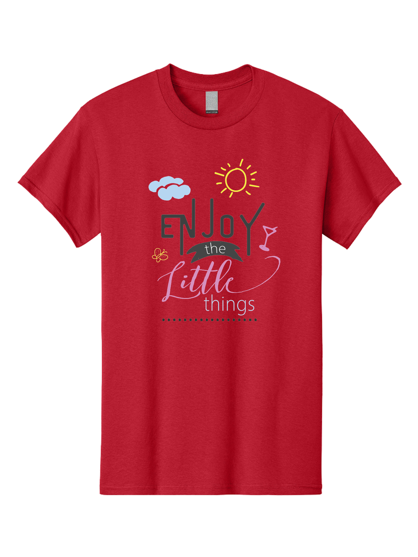 Enjoy-The-Little-Things Men'S Graphic Tee, 100% Cotton, Comfortable Casual Summer Wear, Machine Washable, Inspirational Quote, Motivational Phrase, Enjoy The Little Things, Positive Vibes, Happy Feelings, Sunshine, Cocktail, Relaxation, Aac687 25