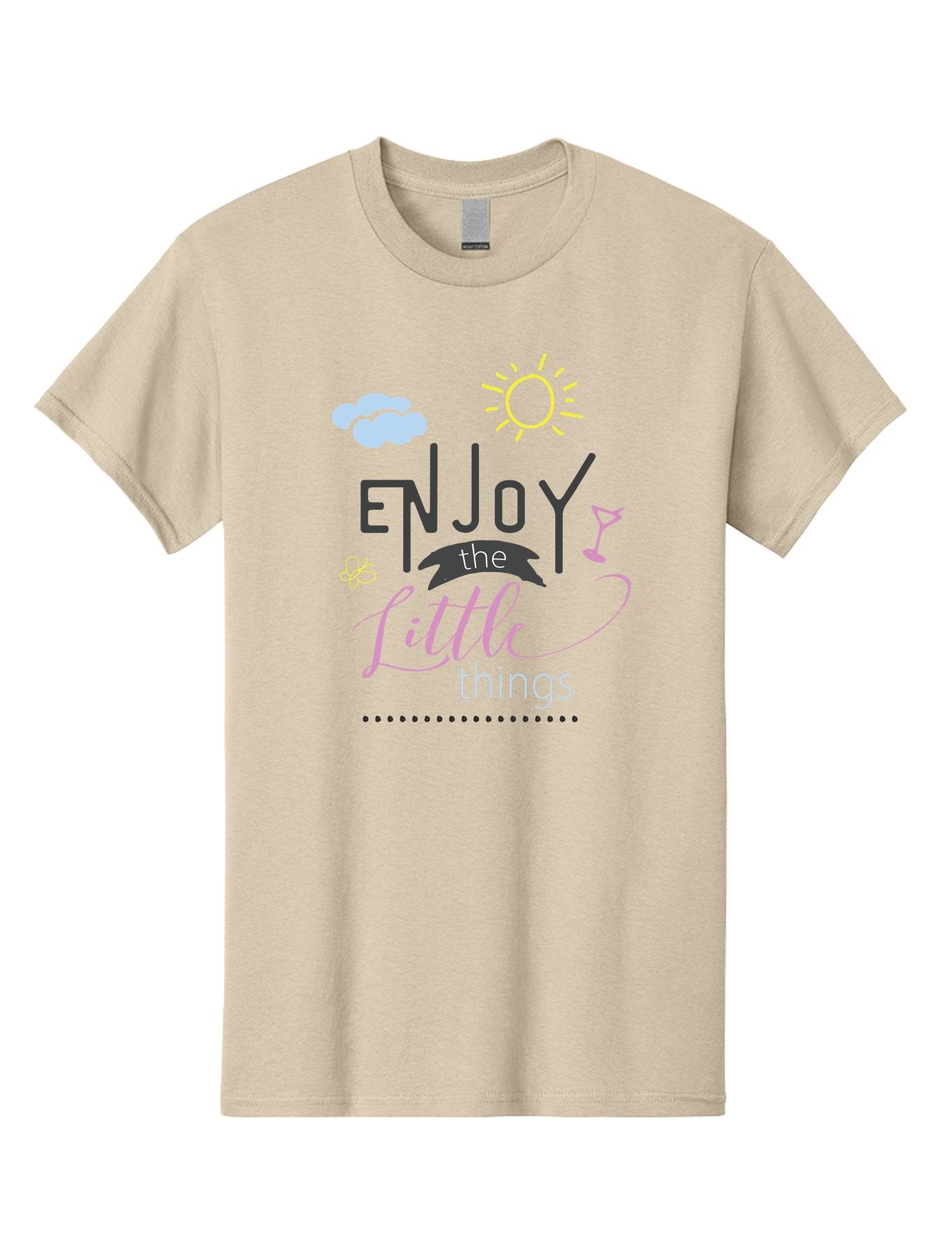 Enjoy-The-Little-Things Men'S Graphic Tee, 100% Cotton, Comfortable Casual Summer Wear, Machine Washable, Inspirational Quote, Motivational Phrase, Enjoy The Little Things, Positive Vibes, Happy Feelings, Sunshine, Cocktail, Relaxation, Aac687 13