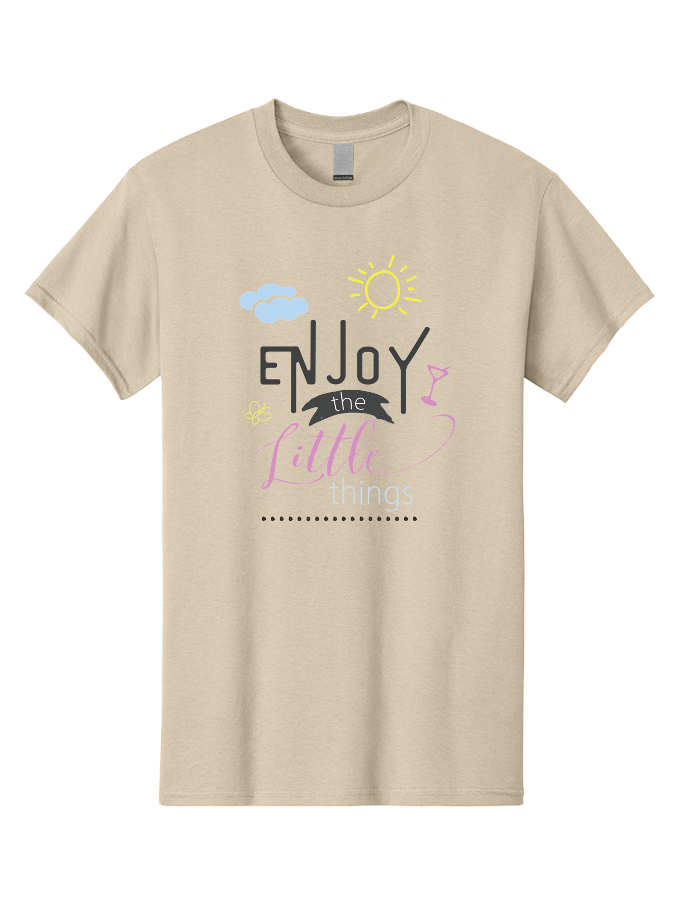 Enjoy-The-Little-Things Men'S Graphic Tee, 100% Cotton, Comfortable Casual Summer Wear, Machine Washable, Inspirational Quote, Motivational Phrase, Enjoy The Little Things, Positive Vibes, Happy Feelings, Sunshine, Cocktail, Relaxation, Aac687 29