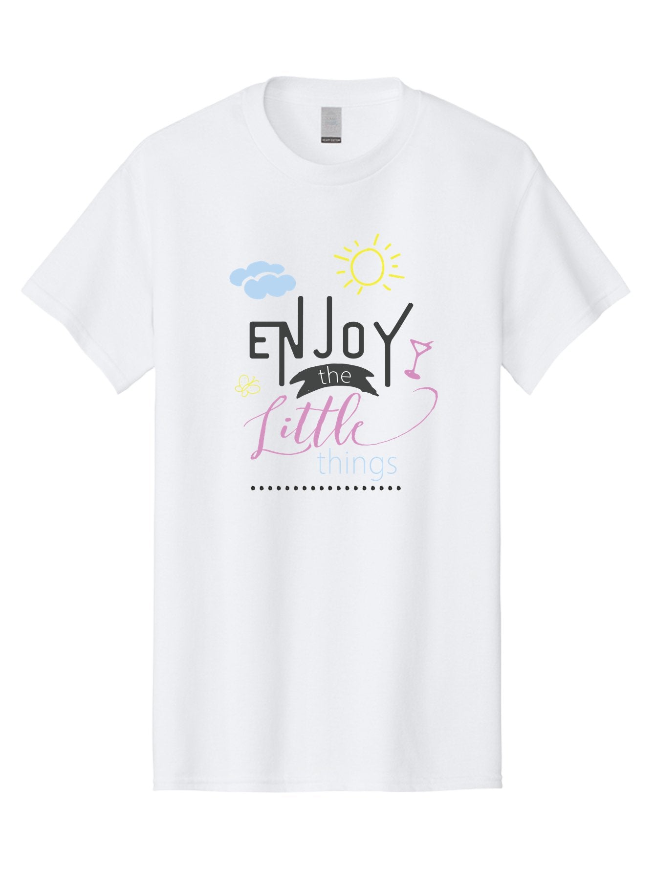 Enjoy-The-Little-Things Men'S Graphic Tee, 100% Cotton, Comfortable Casual Summer Wear, Machine Washable, Inspirational Quote, Motivational Phrase, Enjoy The Little Things, Positive Vibes, Happy Feelings, Sunshine, Cocktail, Relaxation, Aac687 11